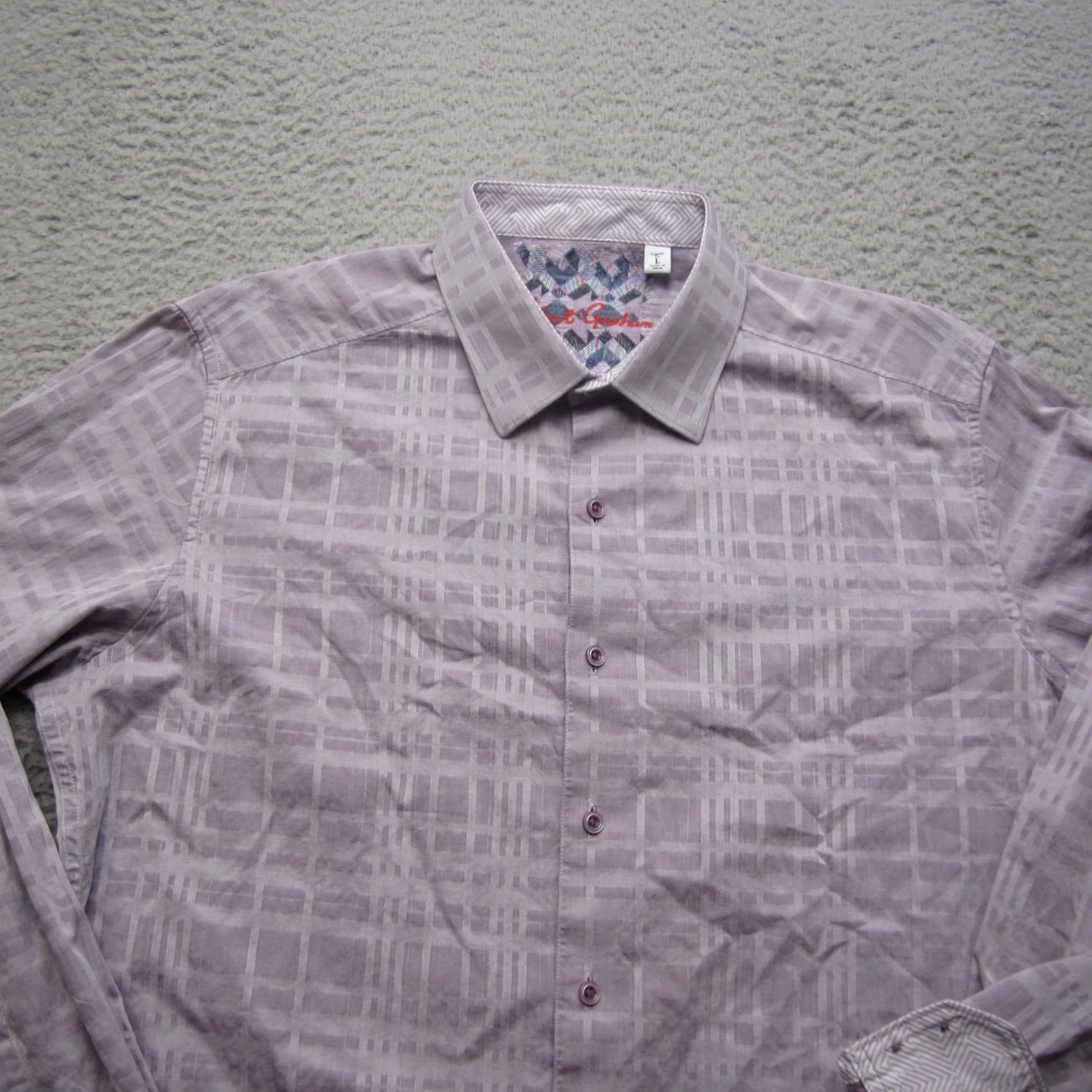 Robert Graham Robert Graham Shirt Mens L Purple Geometric Abstract Button Up Casual Flip Cuff Size US L / EU 52-54 / 3 - 4 Thumbnail