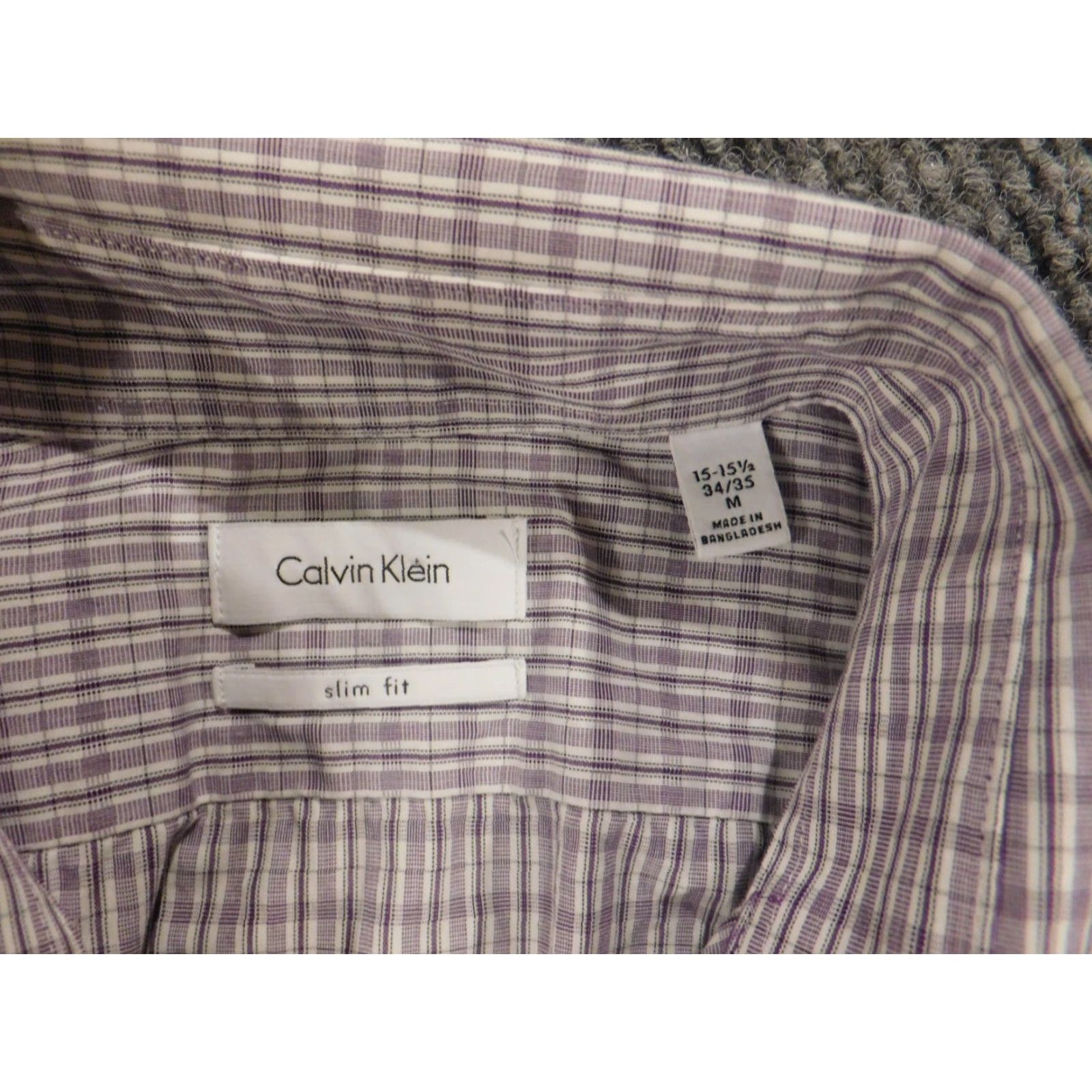 Calvin Klein Calvin Klein Collection Mens Shirt Slim Fit Button-Up Purple Striped Long Sleeve Medium Regular Size M Button-Down Collar Size US M / EU 48-50 / 2 - 6 Thumbnail