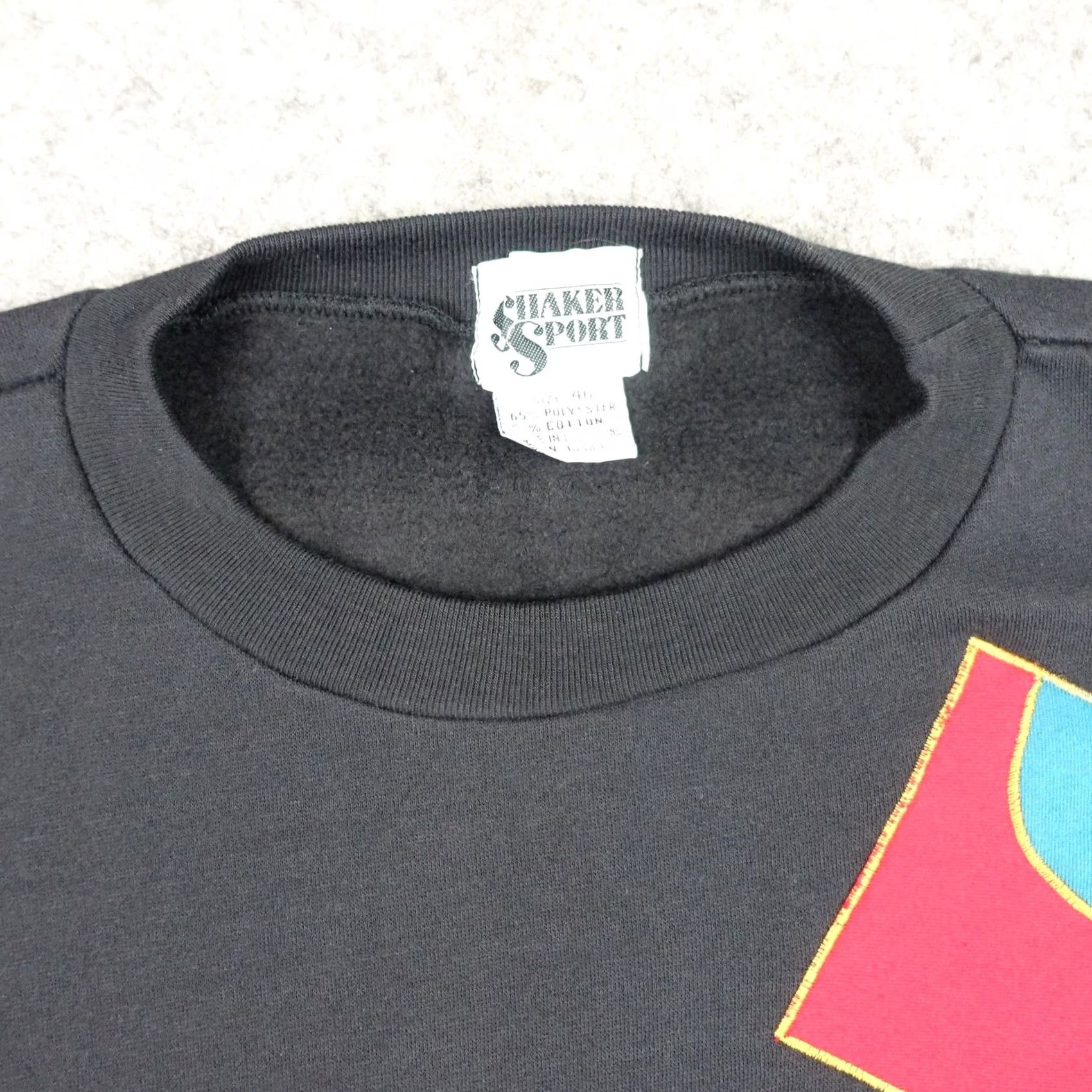Vintage VINTAGE Shaker Sport Sweatshirt Womens 46 Black Geometric Pockets 80s Abstract Crew Neck Pullover Sweatshirt Womens Mens Girls Size L / US 10 / IT 46 - 6 Thumbnail