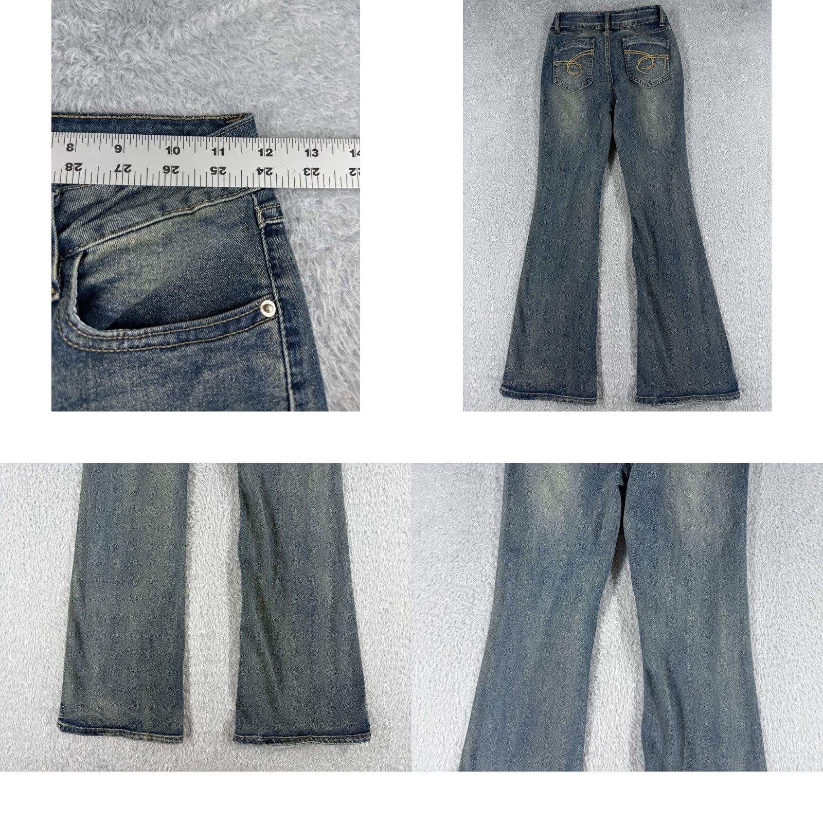 Shein SheIn Jeans Flared Denim 26 Blue Cotton Blend Stretch Low Rise 22x29 Womens Size 26" / US 2 / IT 38 - 9 Thumbnail