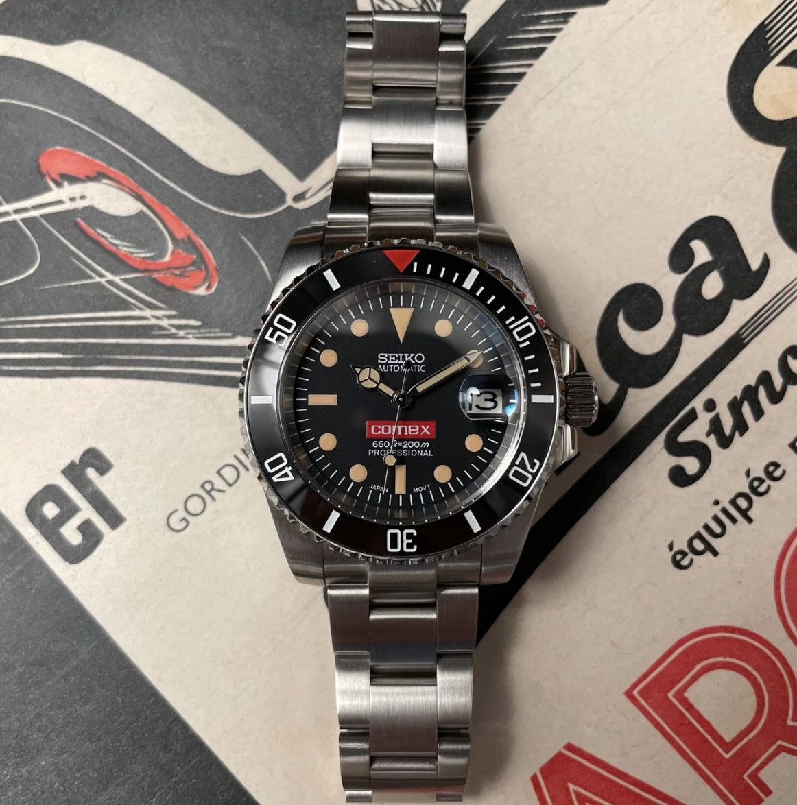 Japanese Brand Seiko Mod Submariner Comex Black Dial Steel Watch 41mm Size ONE SIZE - 1 Thumbnail