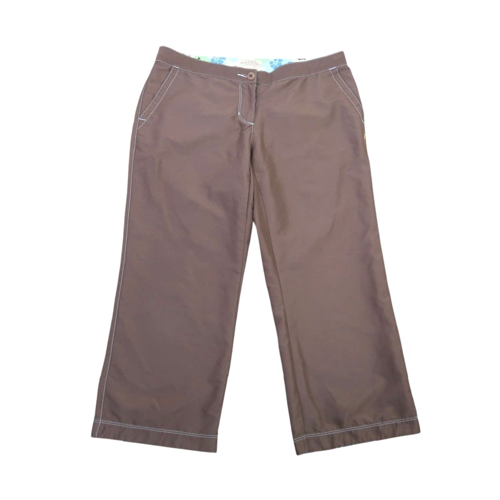 Vintage Aventura Brown Low Rise Straight Leg Capri Pants 4 Women Capris Polyester Casual 23in Inseam Womens Size 27" / US 4 / IT 40 - 2 Thumbnail