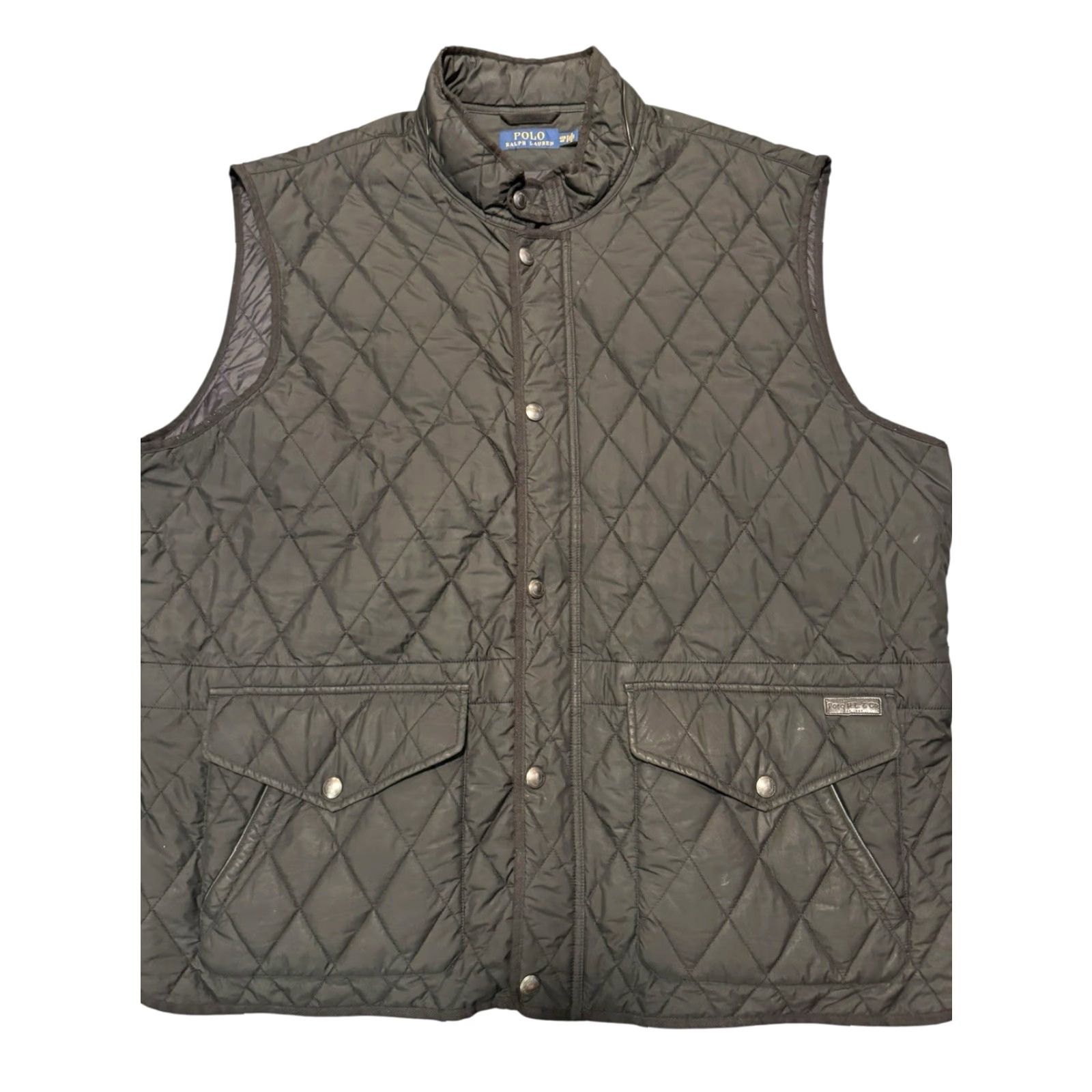 Polo Ralph Lauren VINTAGE Polo Ralph Lauren Quilted Combat Vest Black Leather Trim Mens 4XB Big & Tall Jacket Windbreaker Size US XXL / EU 58 / 5 - 4 Thumbnail