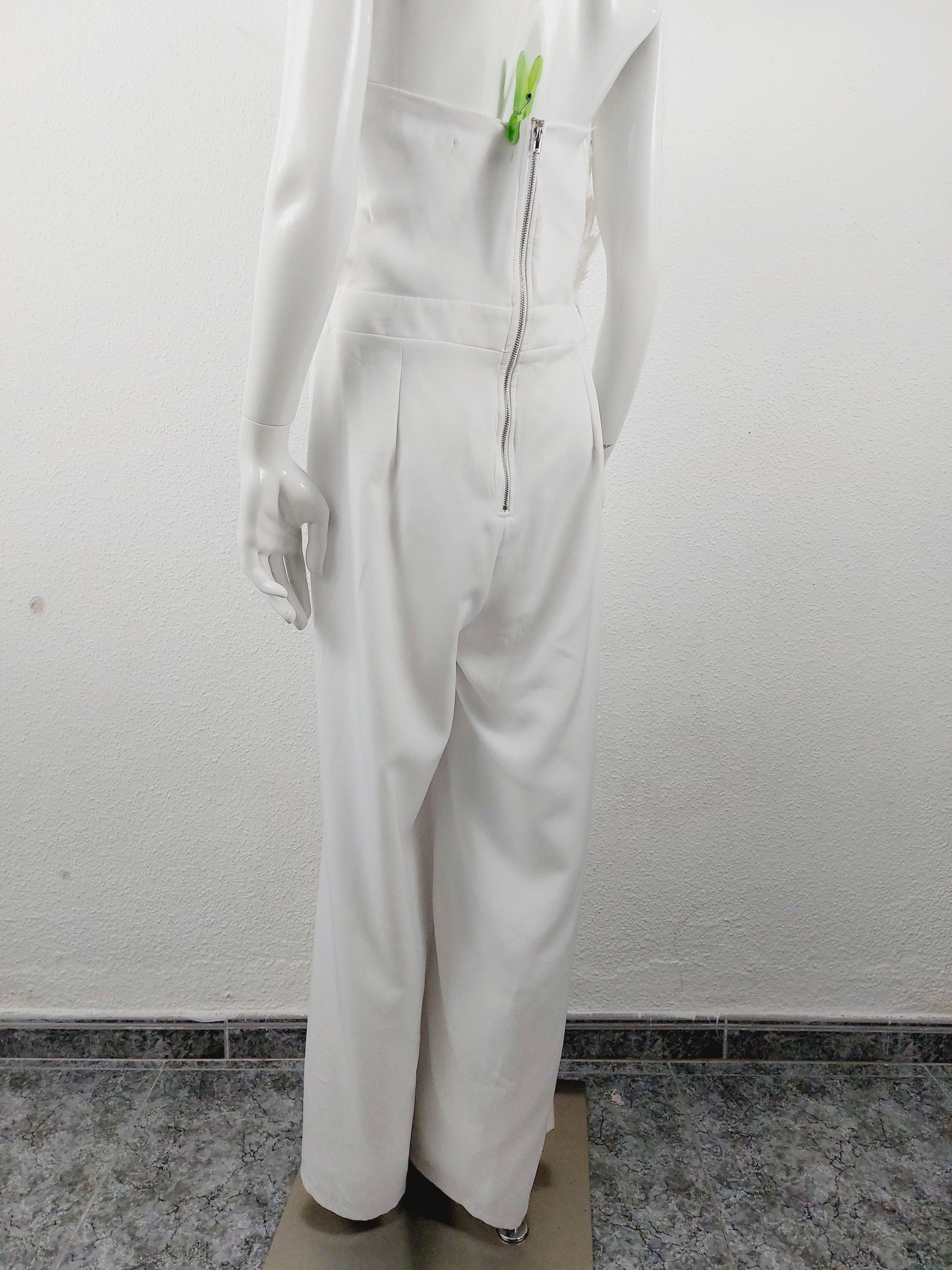 plein sud Plein Sud Faycal Amor White Feather Jumpsuit Dress Size 32" / US 10 / IT 46 - 15 Thumbnail