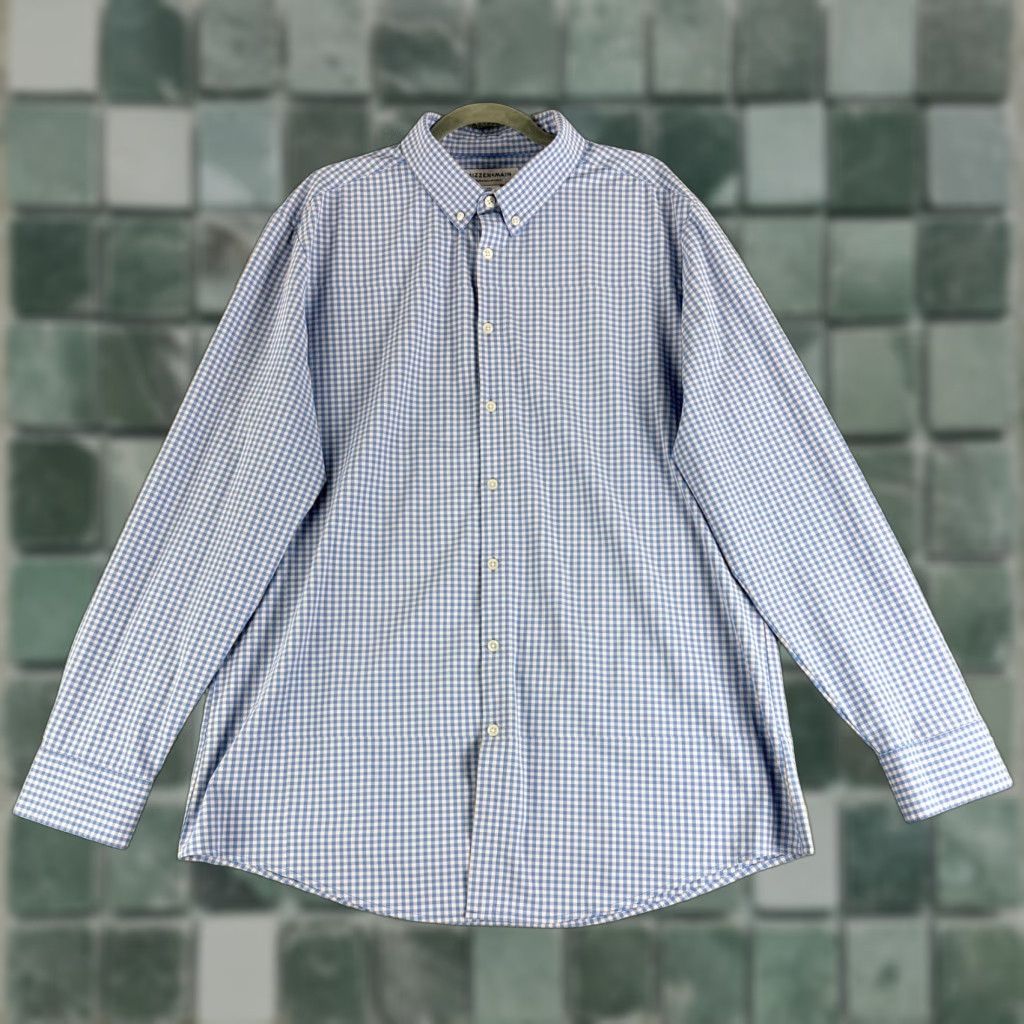 Mizzen+Main Mizzen Main Performance Button-Down Shirt Mens Size XXL Blue Gingham Long Sleeve Size US XXL / EU 58 / 5 - 1 Thumbnail