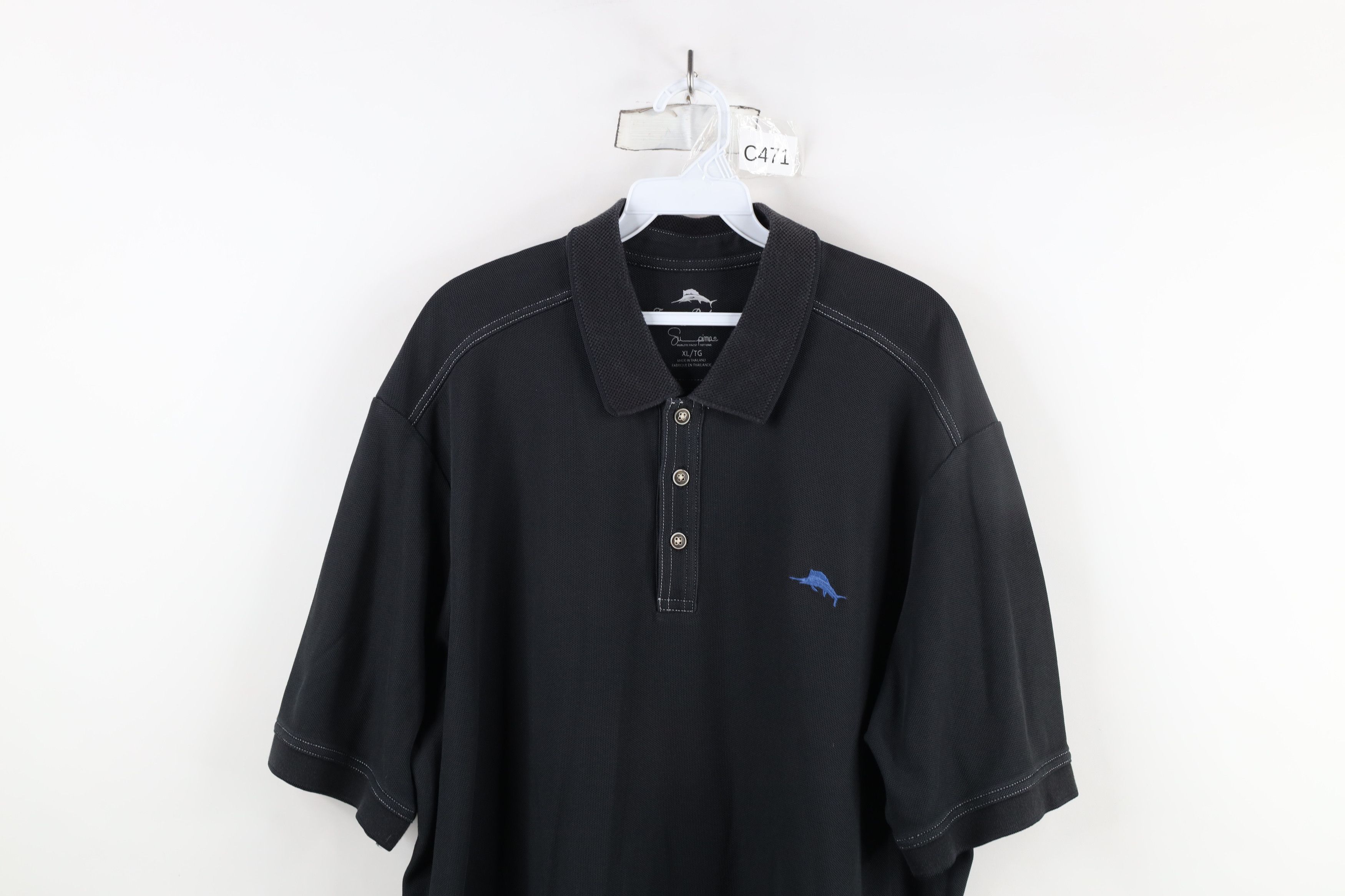 Tommy Bahama × Vintage Tommy Bahama Cotton Knit Collared Golf Polo Shirt Black Size US XL / EU 56 / 4 - 2 Thumbnail