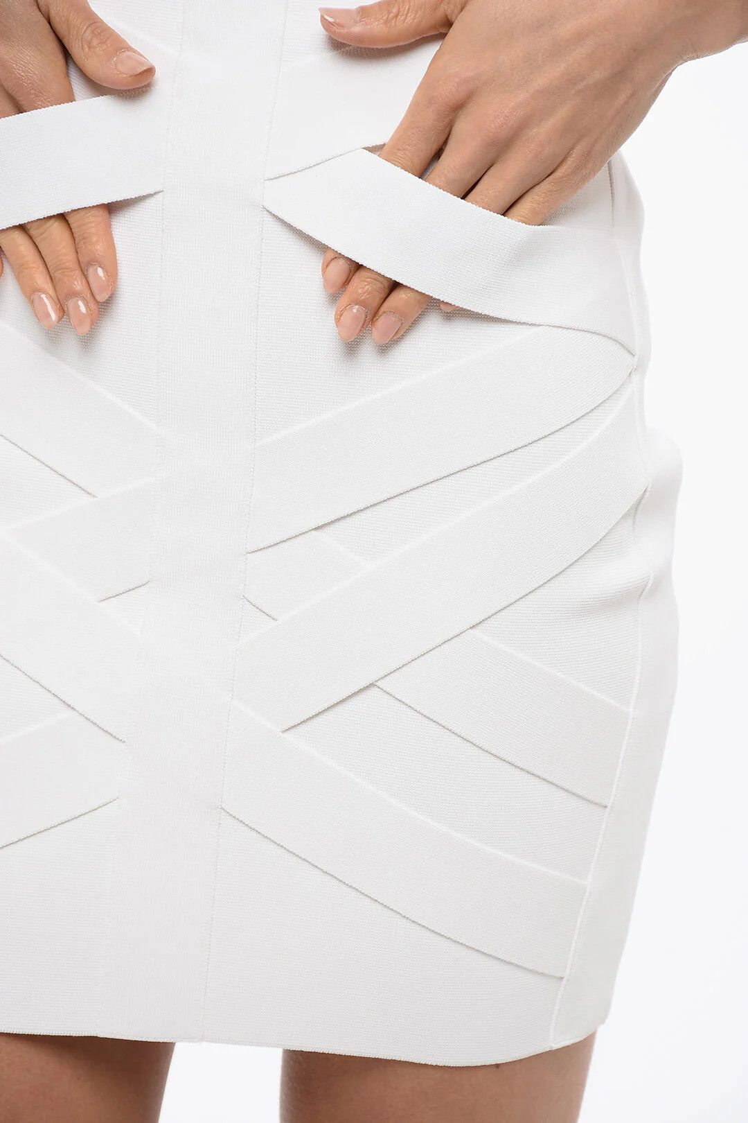 Balmain og1mm0326 Knit Mini Skirt in White Size 38" / US 16 / IT 52 - 3 Thumbnail