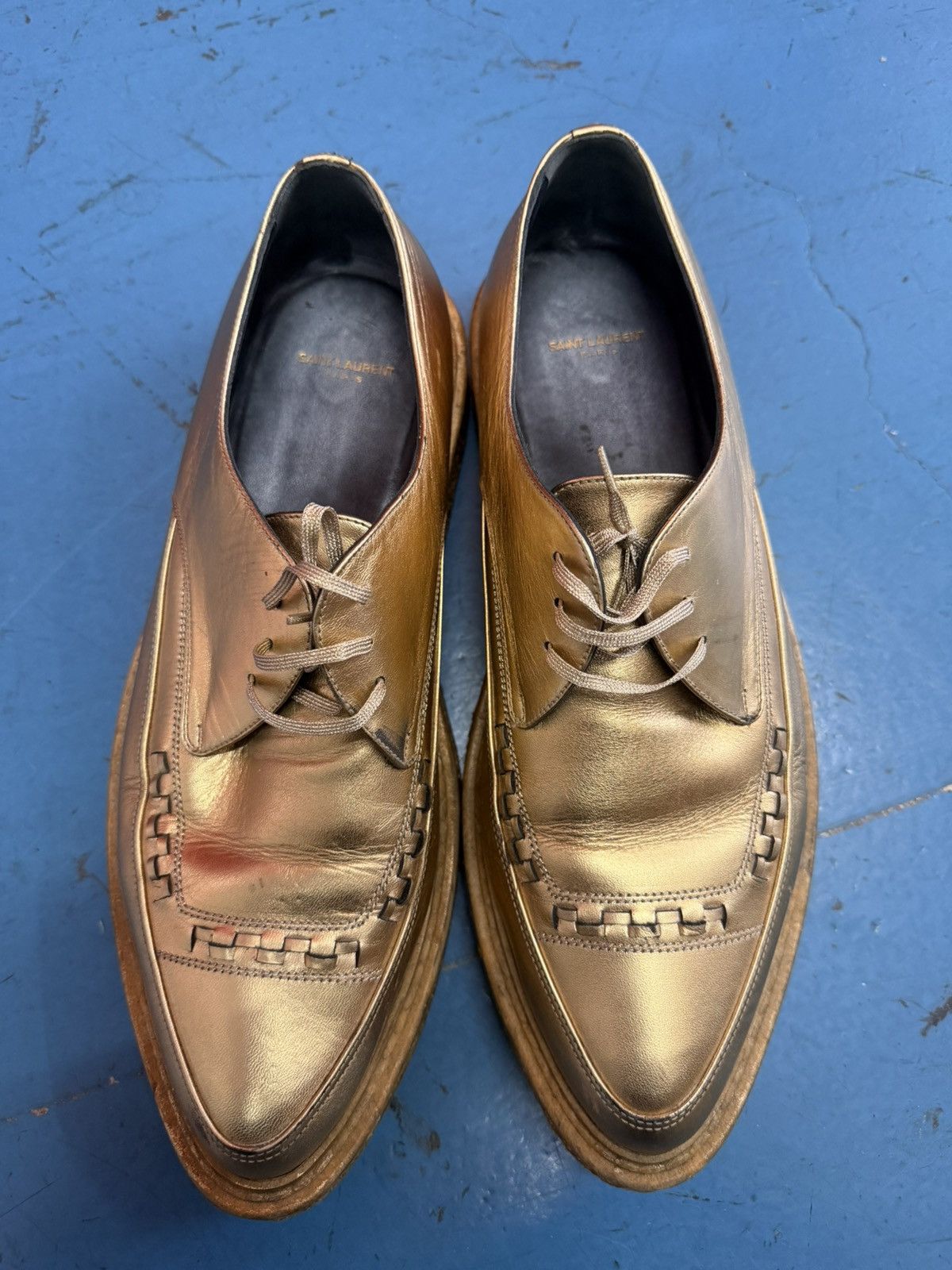 Hedi Slimane × Saint Laurent Paris 14FW Leopard Creepers Sz40