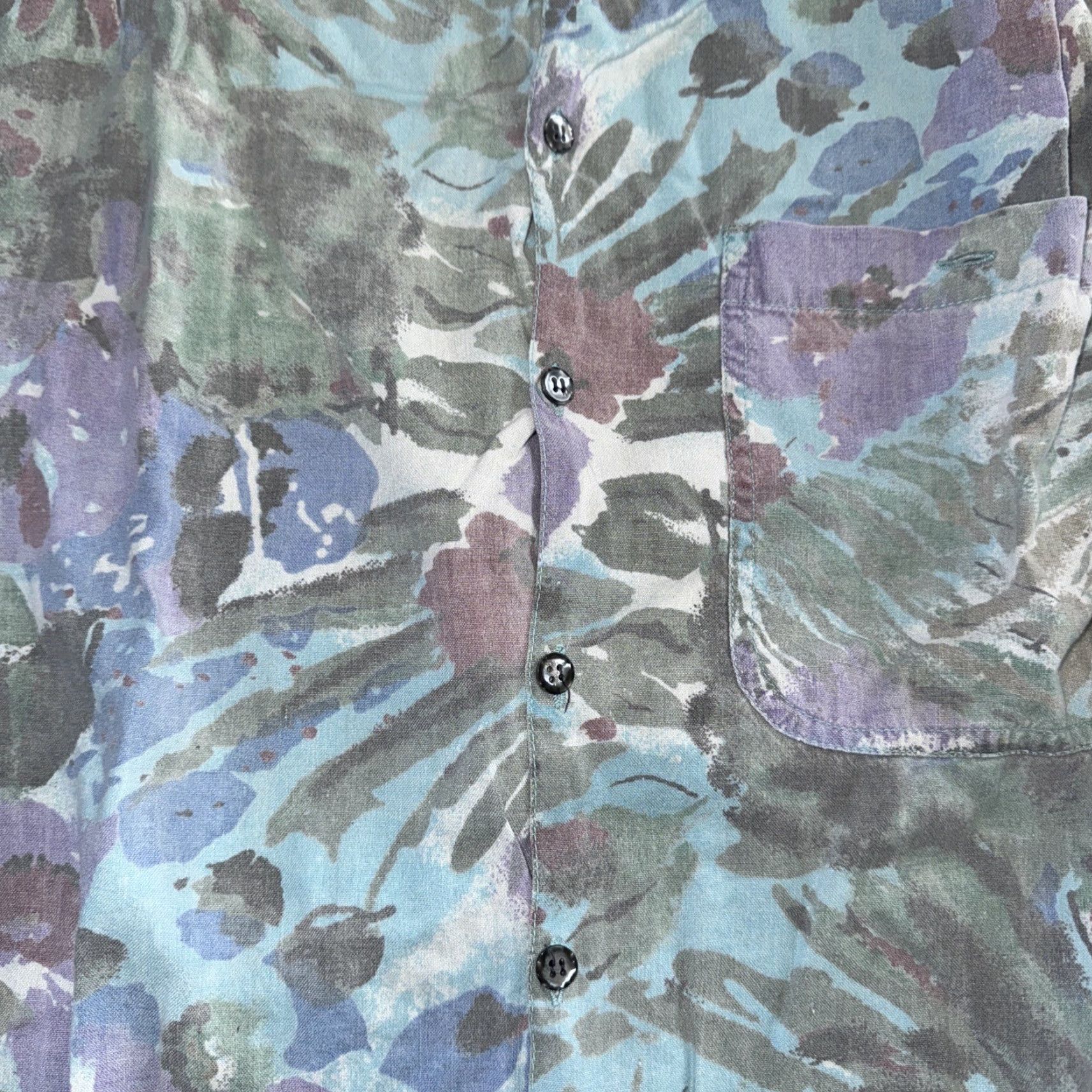 Vintage VINTAGE Santana Button-Up Shirt Geometric Hawaiian Blue M Mens Short Sleeve 18x26 Size US M / EU 48-50 / 2 - 2 Thumbnail