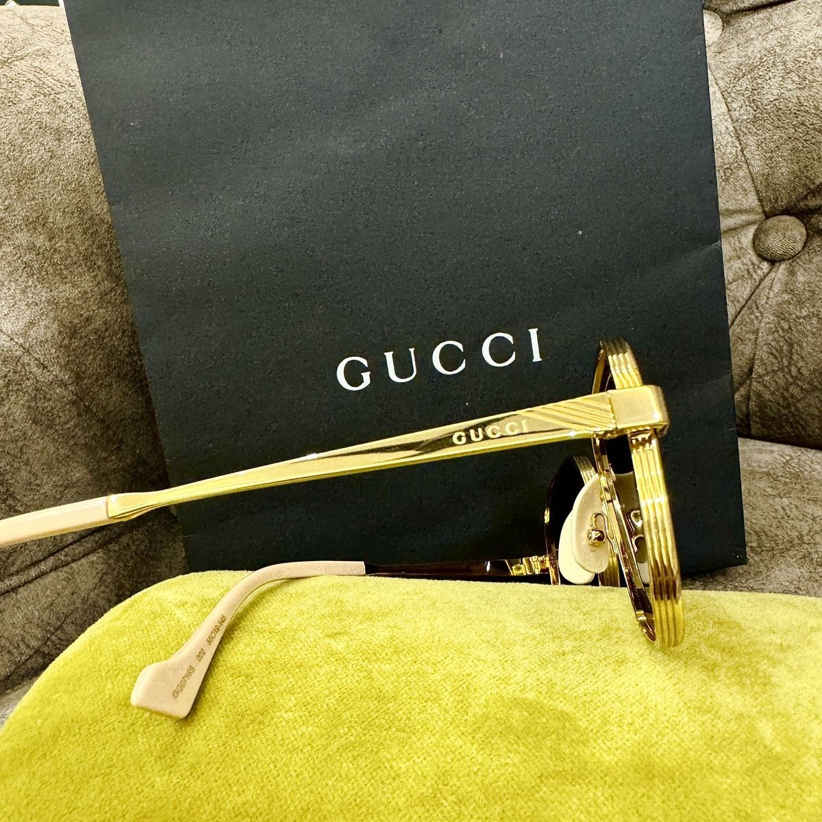 Other GUCCI 'GG0788S-002' Rectangular Square Sunglasses Gold/Brown Size ONE SIZE - 5 Thumbnail