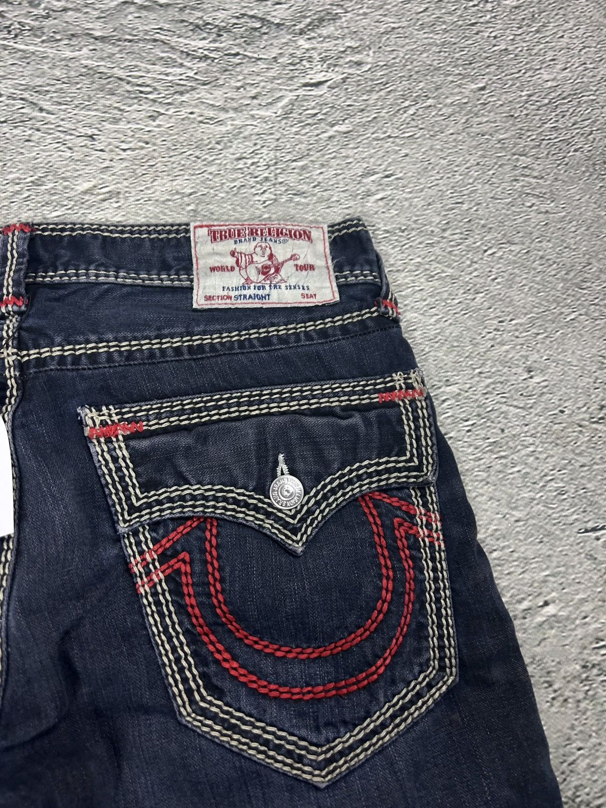 True Religion True Religion VAMP navy blue jeans red stitch contrast Y2K Size US 34 / EU 50 - 2 Thumbnail