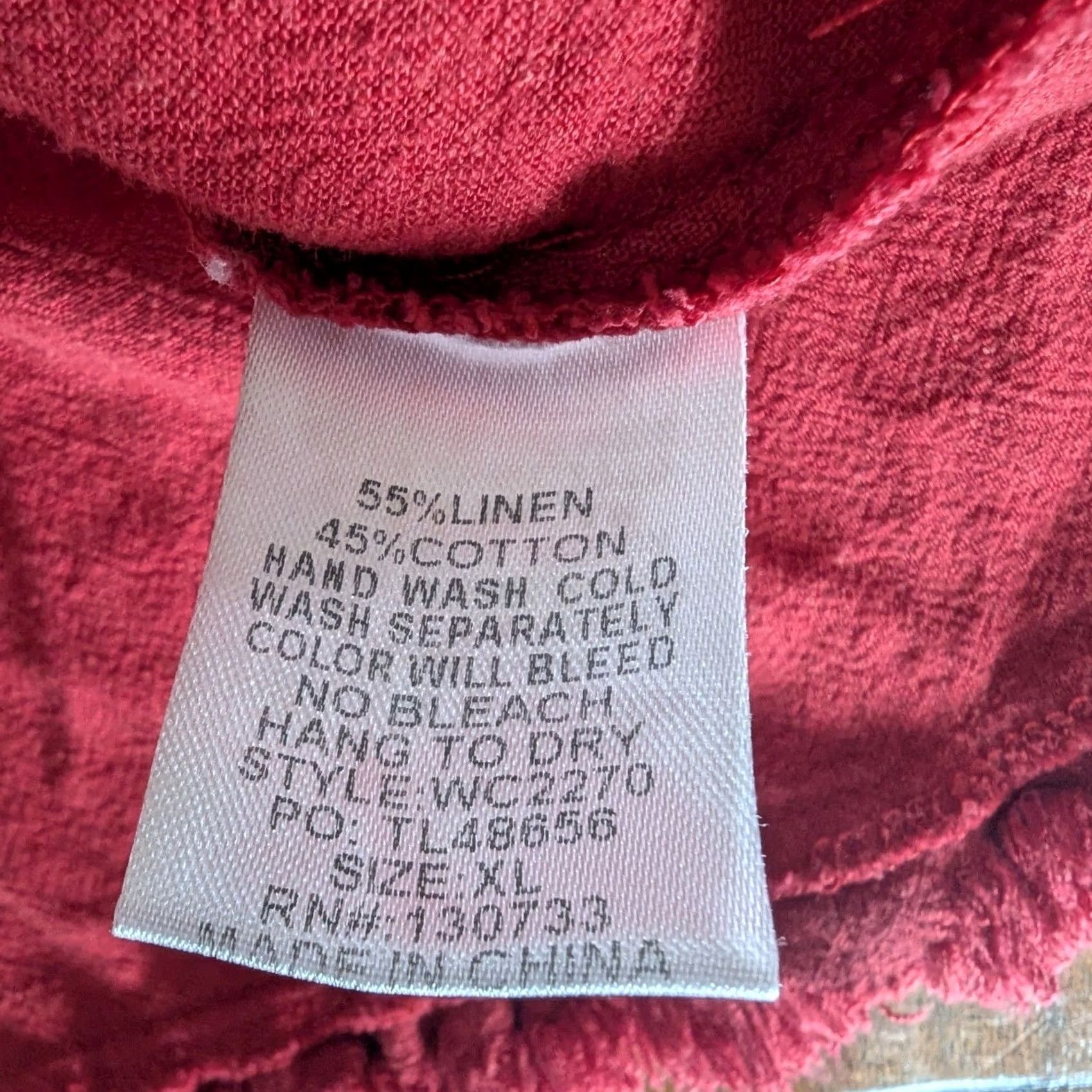 Vintage Umgee Red Linen Blend Tiered Skirt Frayed Hem XL Boho Festival Beach Casual Skirt Womens Linen Blend Mini Frayed Fringe Elastic Waist Summer Spring Size 40" / US 18 - 6 Thumbnail