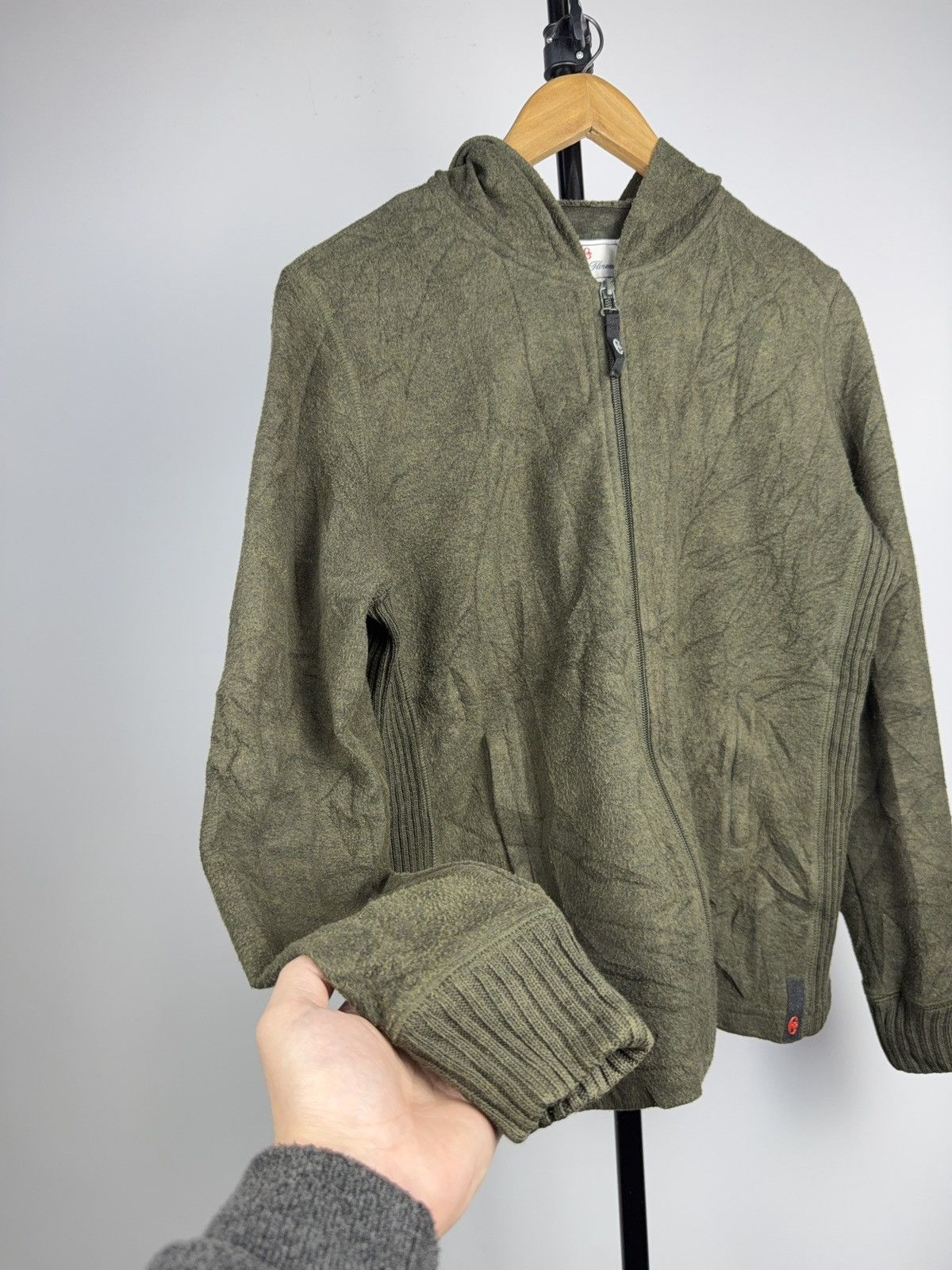 Conte of Florence 00s Conte of Florence Olive Fleece / Knit Zip Hoodie Italian Size M / US 6-8 / IT 42-44 - 7 Thumbnail