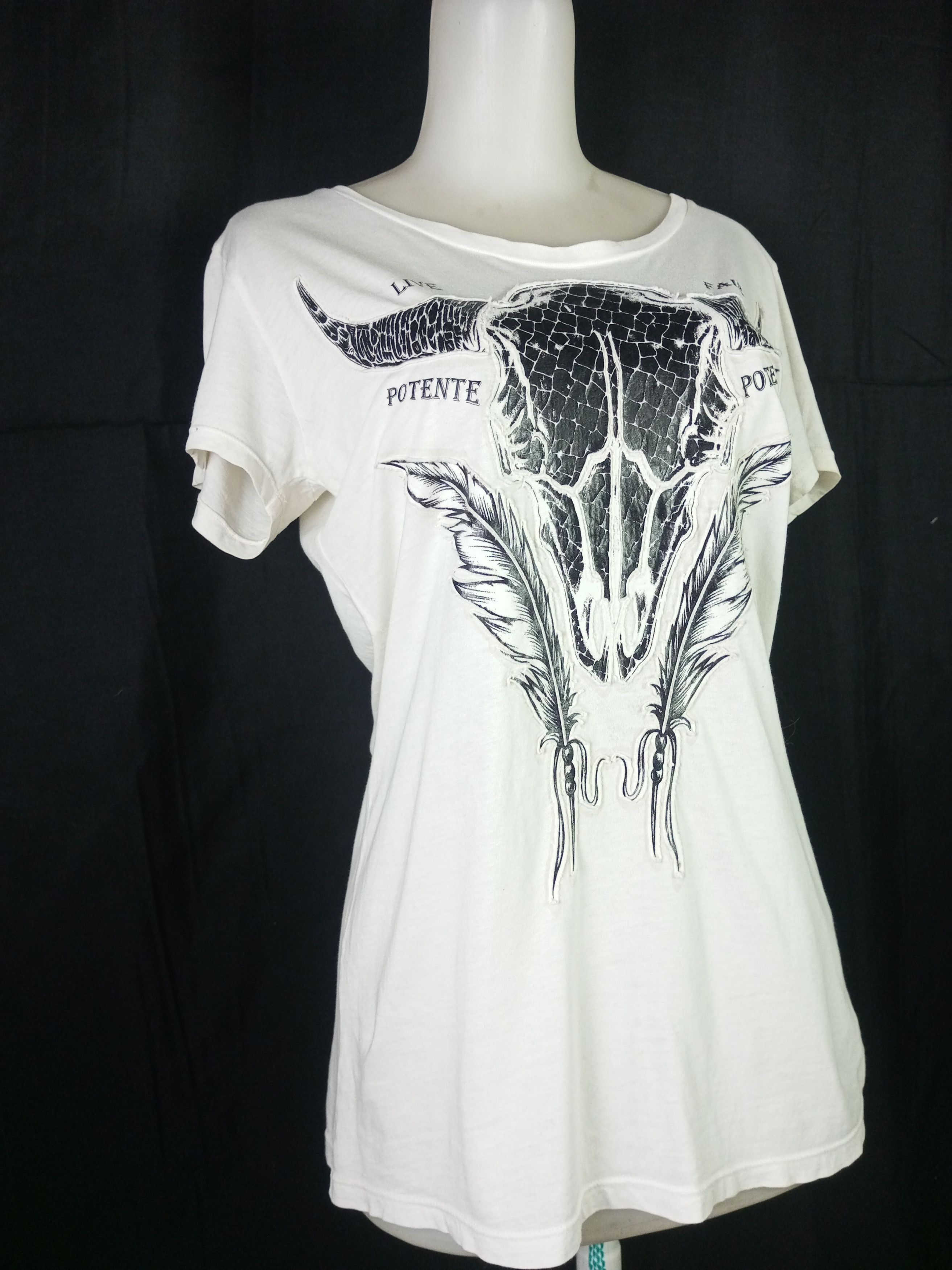 Japanese Brand Y2K Potente Poem Punk Live and Fair Embroidered Tshirt Size M / US 6-8 / IT 42-44 - 4 Thumbnail