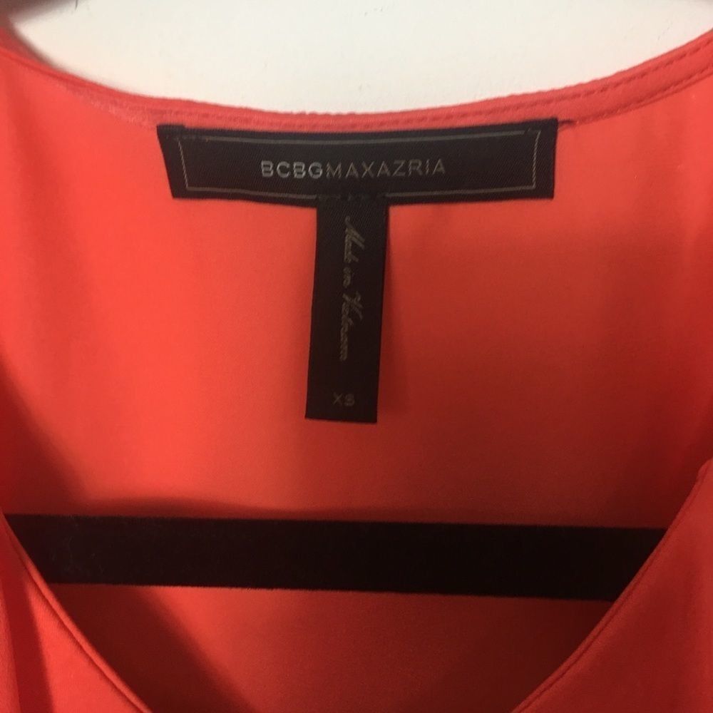Bcbgmaxazria BCBGMAXAZRIA Steacy Ruffle Tank Top Coral Orange Zip Front S Size XS / US 0-2 / IT 36-38 - 5 Thumbnail