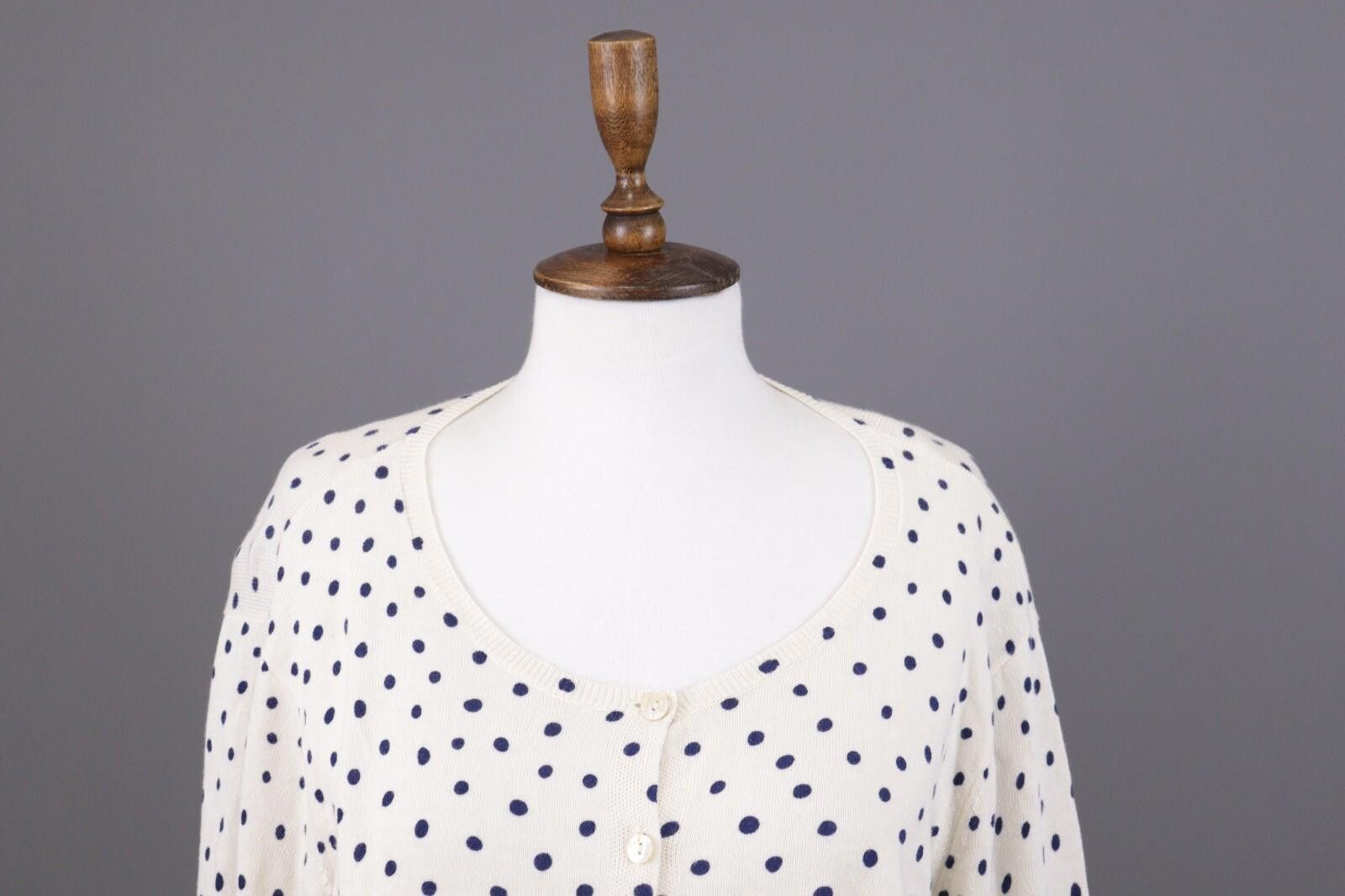 Designer Gudrun Sjoden White Polka Dot Knit Cardigan Sweater Size L Size L / US 10 / IT 46 - 2 Thumbnail