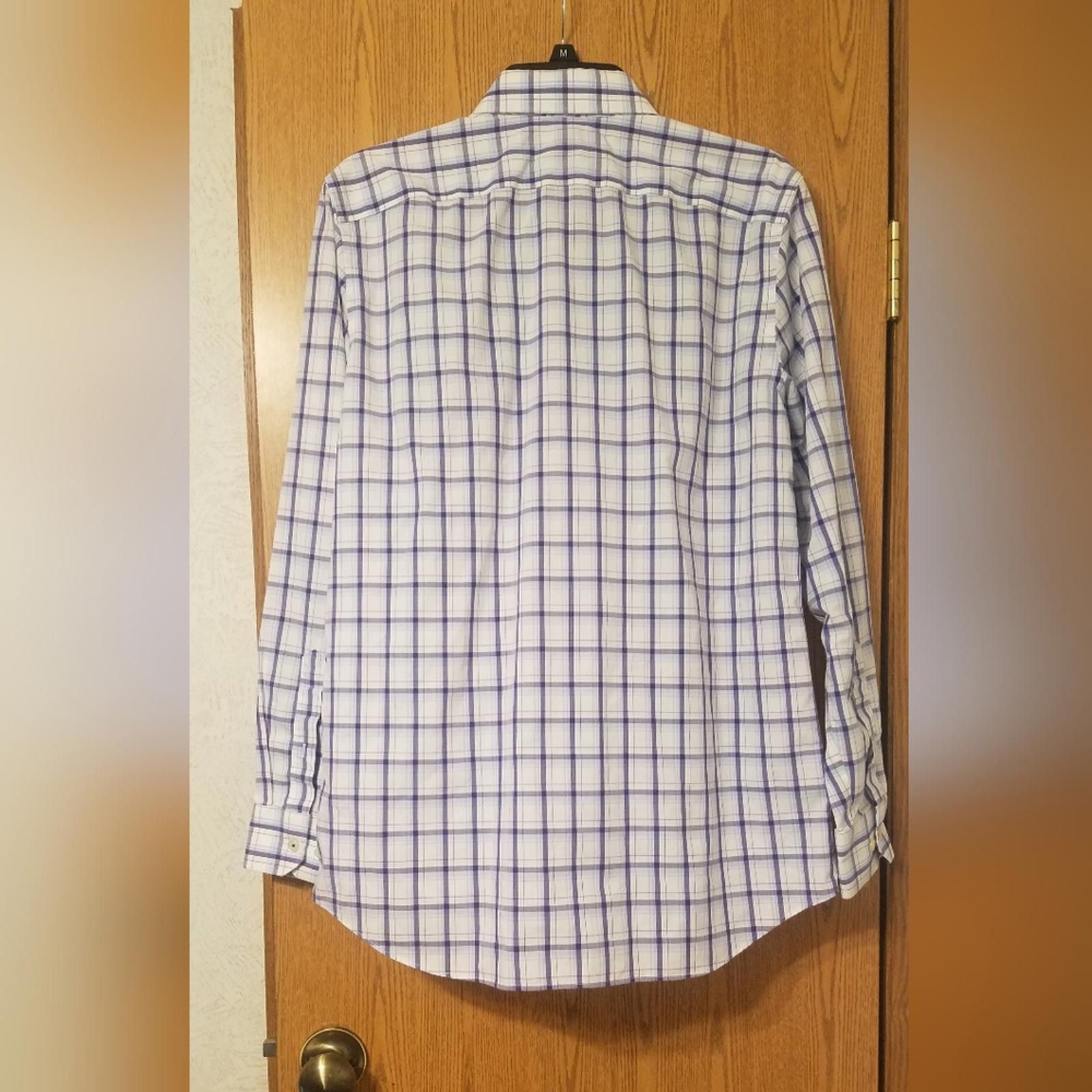Banana Republic Banana Republic Camden Fit White/Blue Plaid Shirt Medium Size US M / EU 48-50 / 2 - 2 Thumbnail