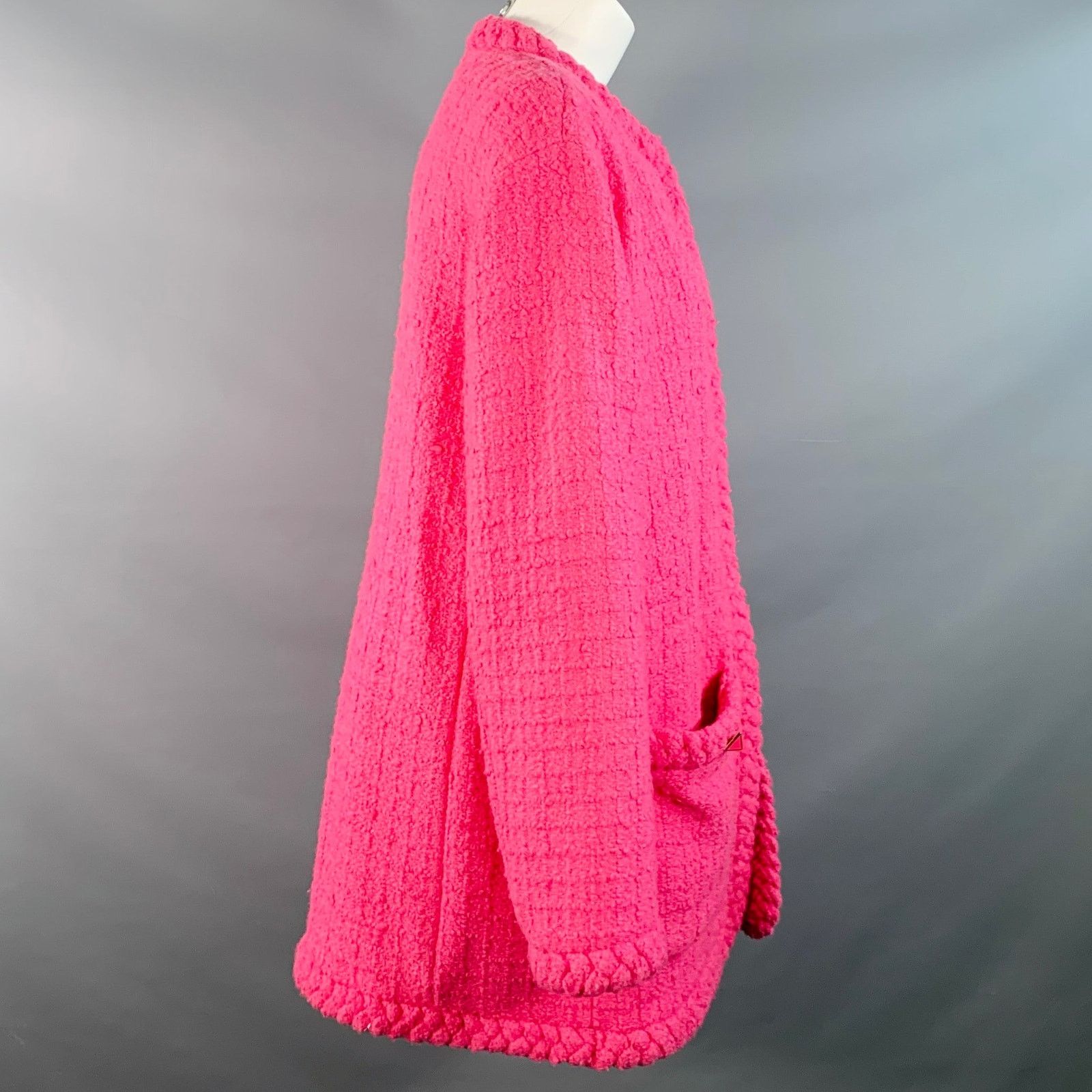 Valentino VALENTINO 2021 Size S Pink Wool Silk Tweed Oversized Jacket Size S / US 4 / IT 40 - 5 Thumbnail