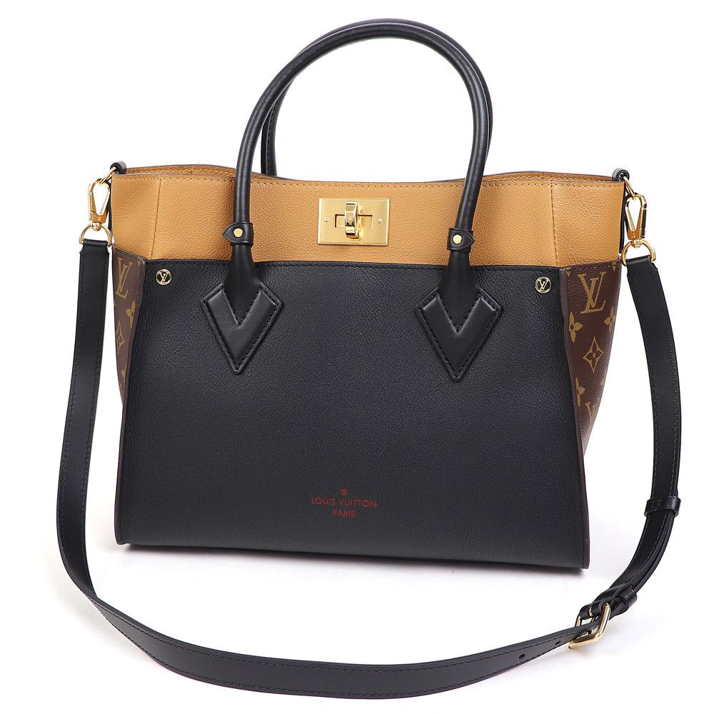 Louis Vuitton On My Side MM Noir Brown Monogram Canvas Leather 2way