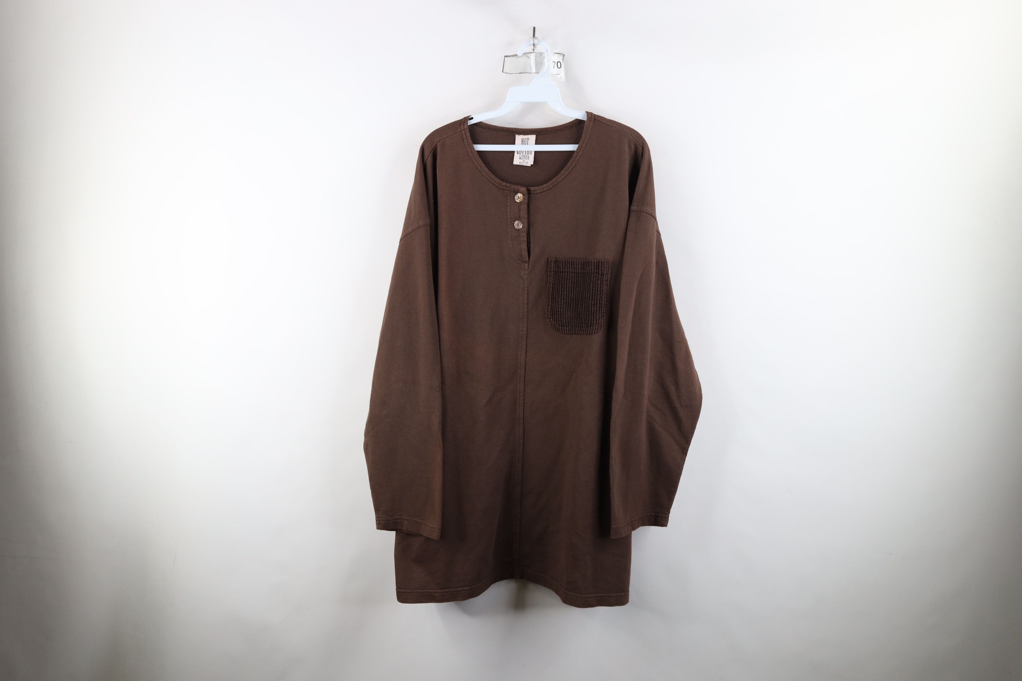 Vintage Vintage 90s Lagenlook Corduroy Pocket Henley T-Shirt USA Size 3XL / US 20-22 - 1 Thumbnail