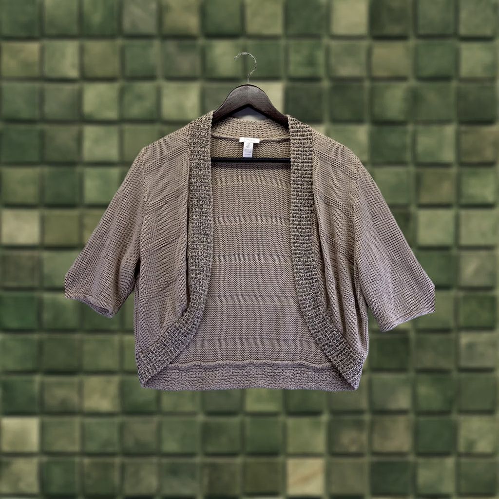 Vintage Chico’s Womens Beige Knit Open Front 3/4 Sleeve Beaded Cardigan Shirt Womens Cardigan Beige 3/4 Sleeve Beaded Chico’s Size L / US 10 / IT 46 - 1 Thumbnail