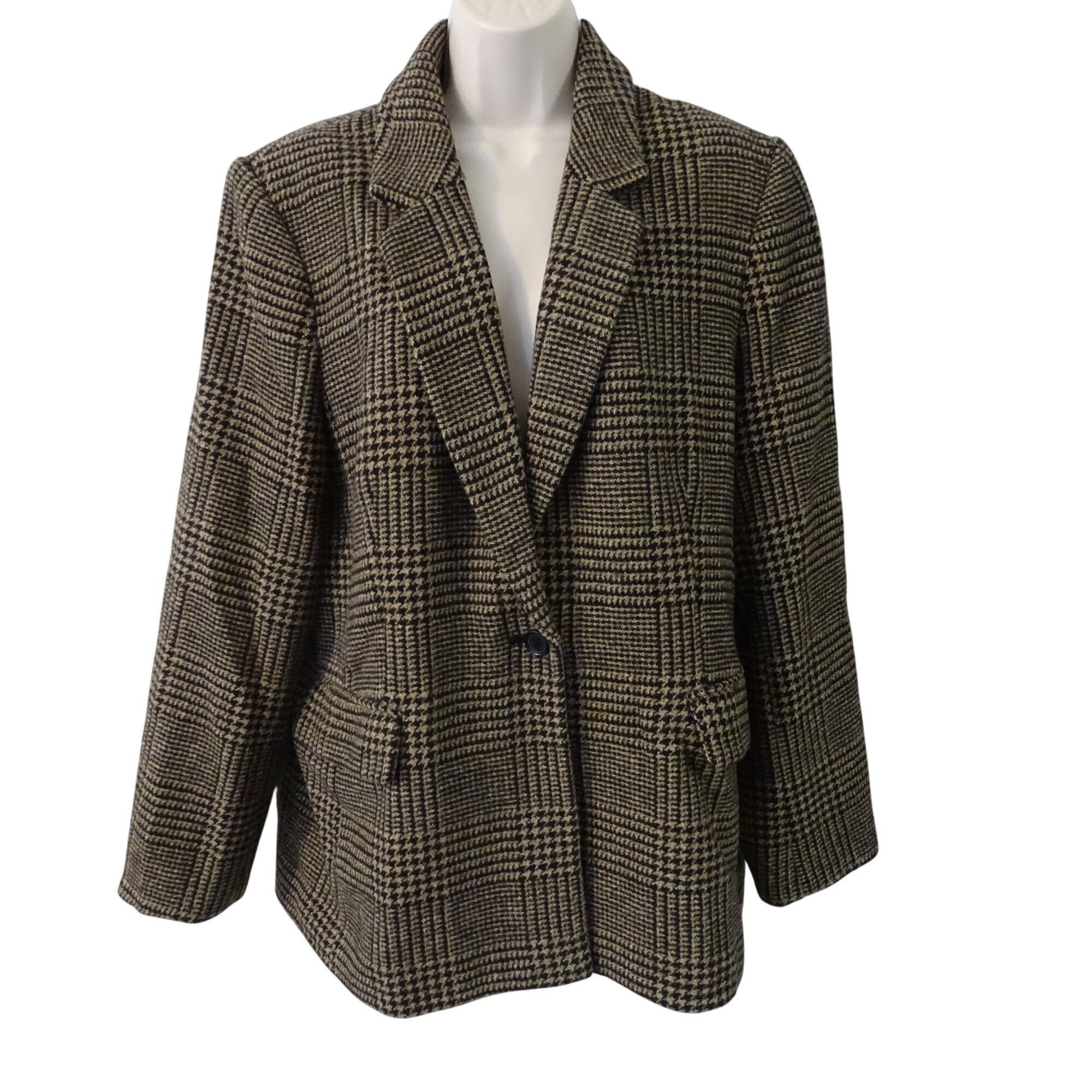 Banana Republic Banana Republic Women Glen Plaid Blazer Brown Black Wool 18 Size XXL / US 16-18 / IT 52-54 - 2 Thumbnail