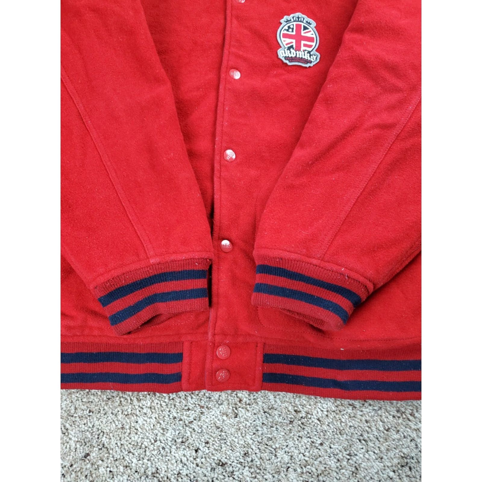 Akademiks VINTAGE Akademiks Varsity Jacket XL Mens Red Snap Front Stitched Wool Blend Y2K Size US XL / EU 56 / 4 - 3 Thumbnail