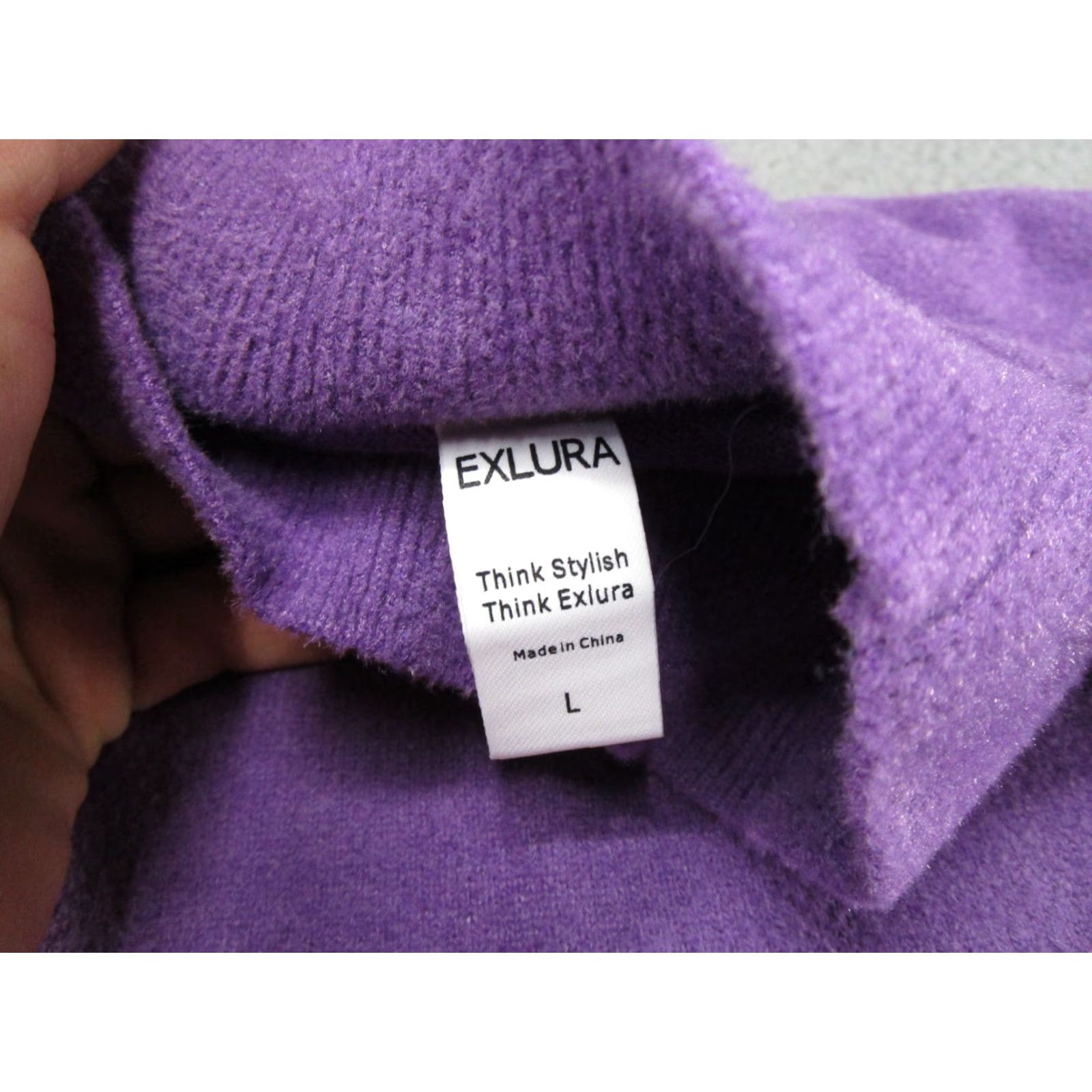Vintage Exlura Knit Sweater Dress Purple Stretch Long Sleeve L Women's Casual Knit Dress Midi Size L / US 10 / IT 46 - 3 Thumbnail