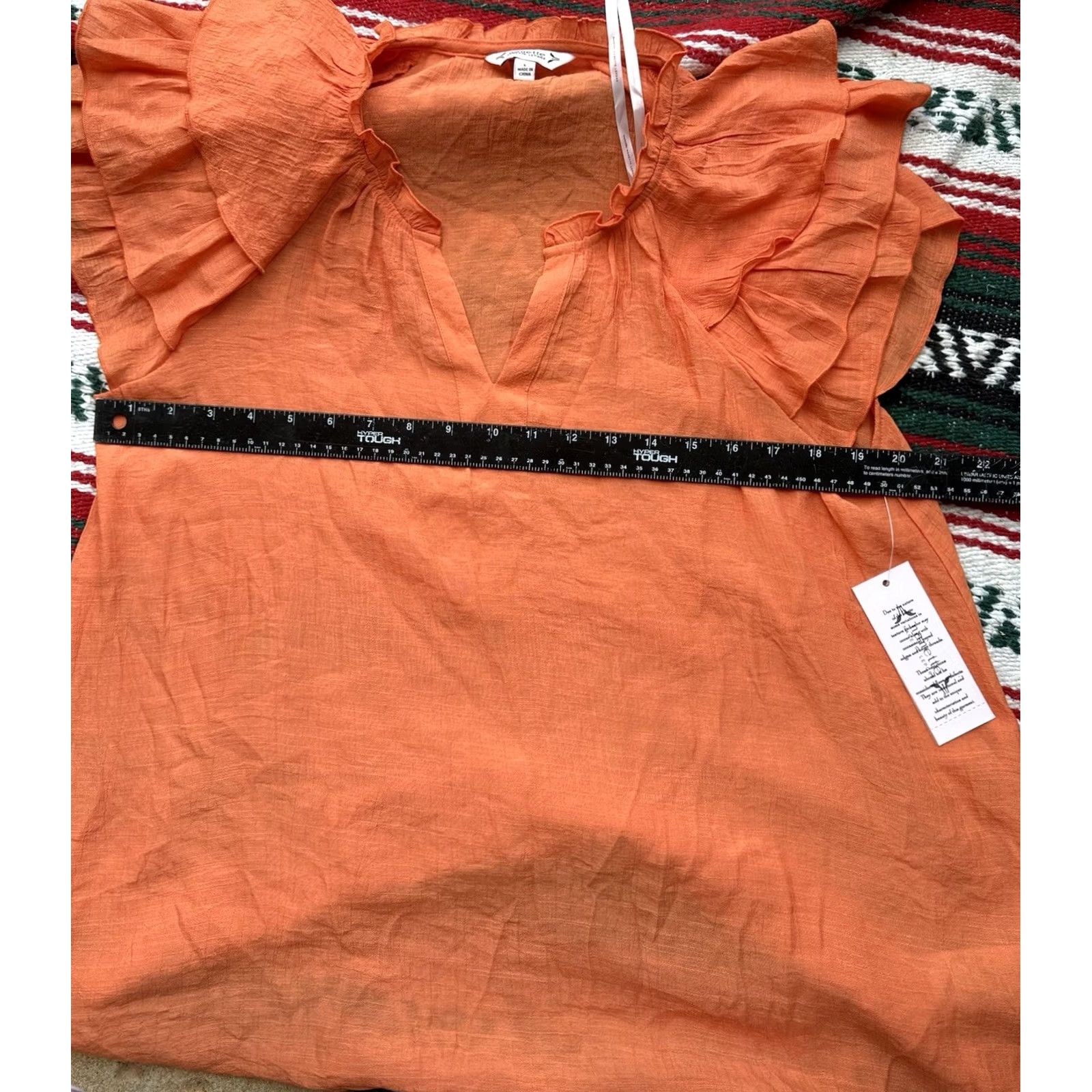 Nanette Lepore VINTAGE Nanette Lepore Blouse Womens Large Orange Flutter Sleeve Peasant NWT Size L / US 10 / IT 46 - 8 Thumbnail