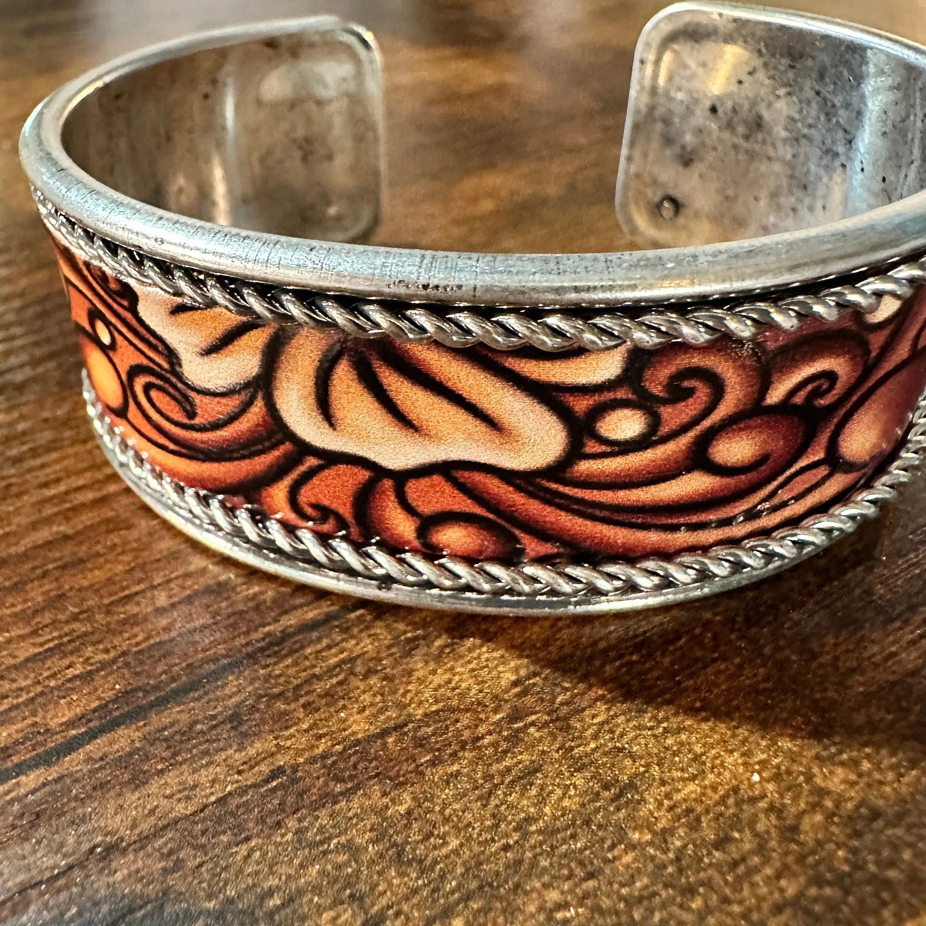 Other Handcrafted Boho Western Floral Scroll Lace Wide Cuff Bracel Size ONE SIZE - 2 Thumbnail