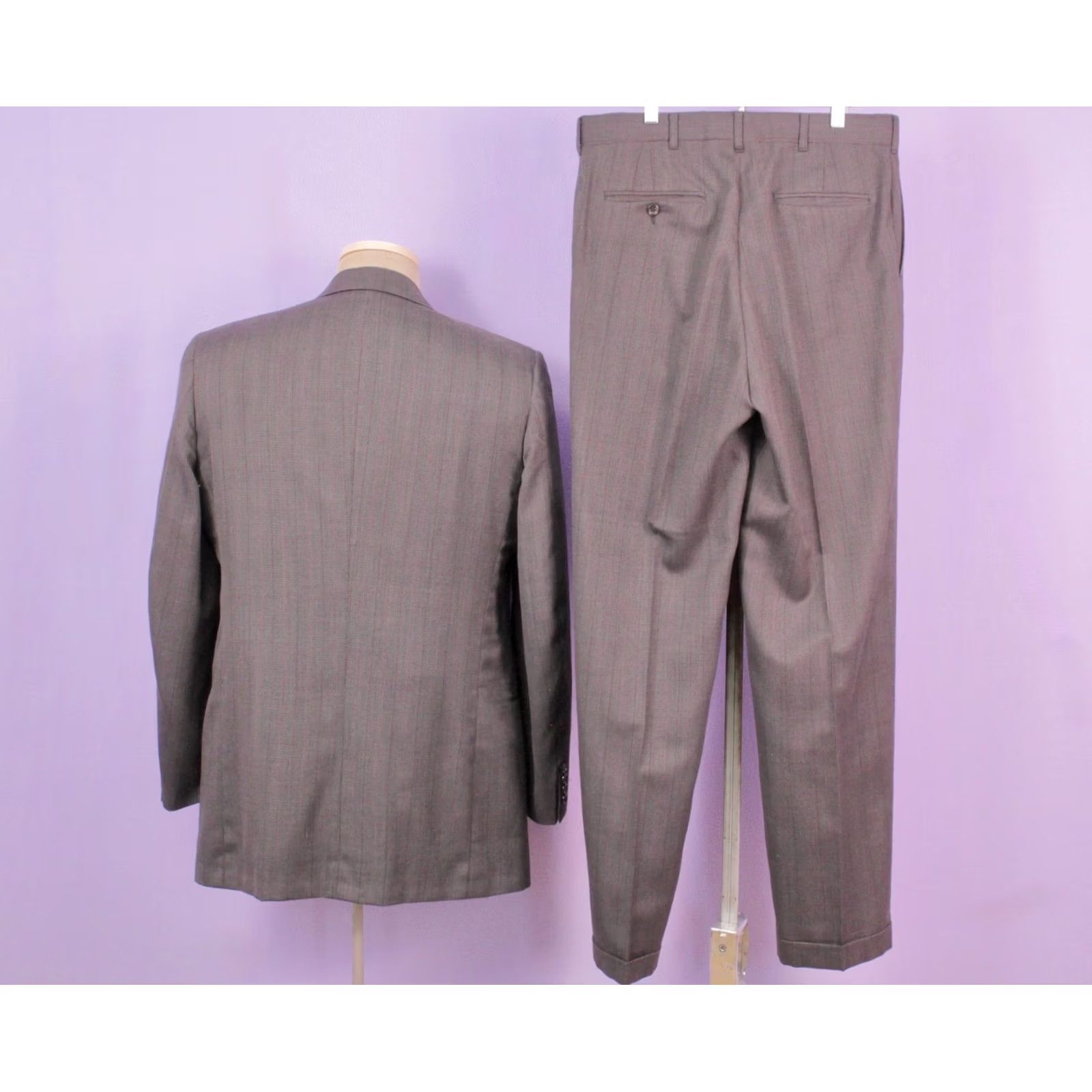Doublet VINTAGE Kuppenheimer Suit 2 PC Double Breasted Grey Red Pinstripe Mens Sz M 1980s Wool Size 40R - 2 Thumbnail