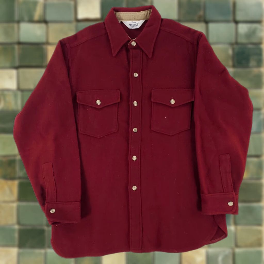 Vintage VINTAGE Woolrich VTG 70s 80s Wool Blend Button Up Shirt Red Crimson Mens L Size US L / EU 52-54 / 3 - 1 Thumbnail