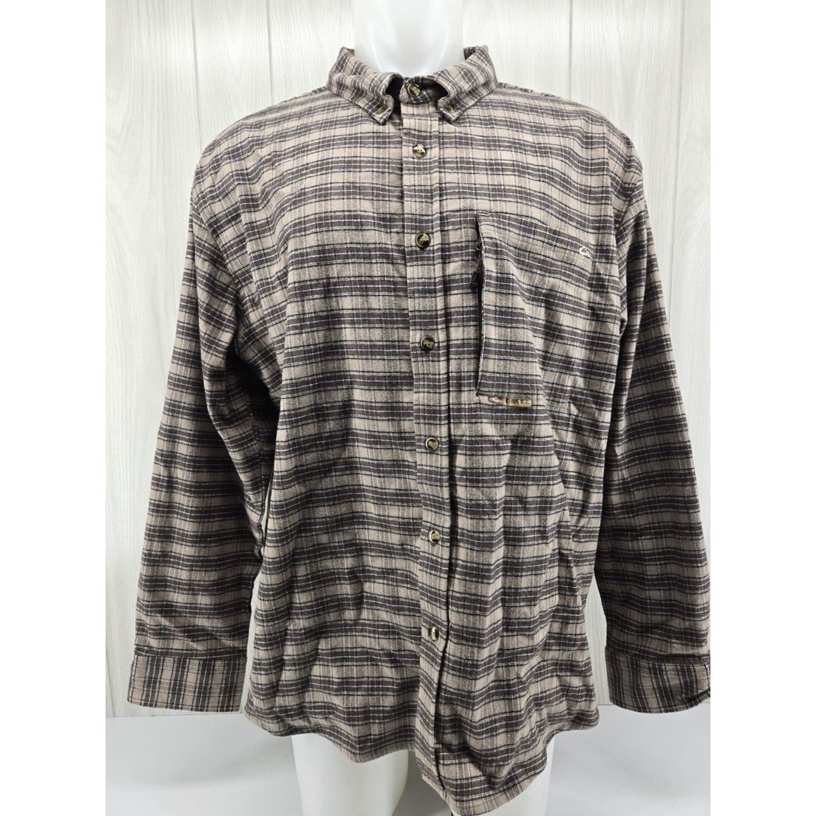 Vintage Drake Waterfowl Button-Up Flannel Shirt 2XL Brown Gray Plaid Shirt Men Regular Cotton Blend Long Sleeve Jacket Casual Workwear Size US XXL / EU 58 / 5 - 2 Thumbnail