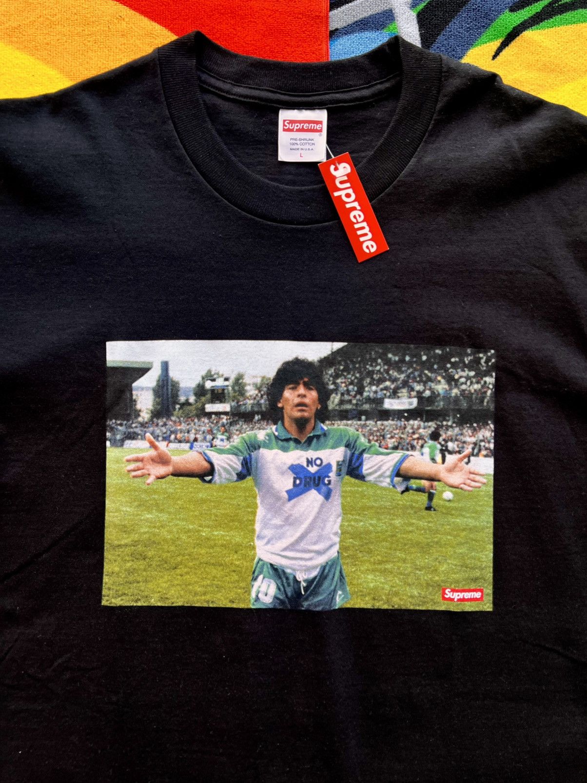 Supreme L Supreme Maradona Tee black T-shirt football diego no drugs Size US L / EU 52-54 / 3 - 1 Thumbnail