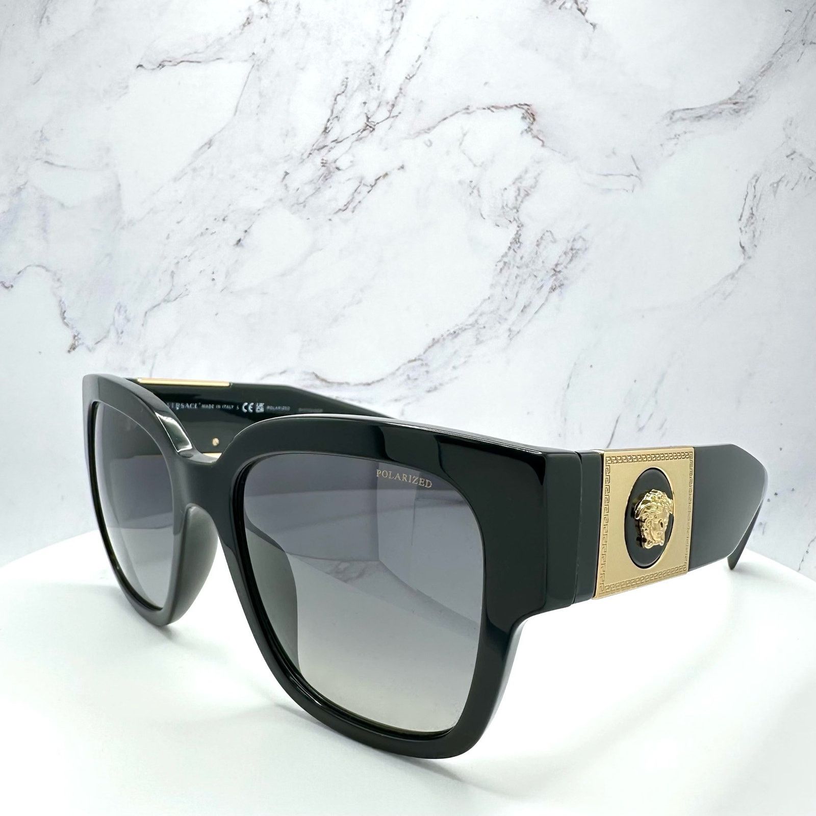 Versace New VERSACE Sunglasses Polarized Black Gold Medusa Square Size ONE SIZE - 17 Thumbnail
