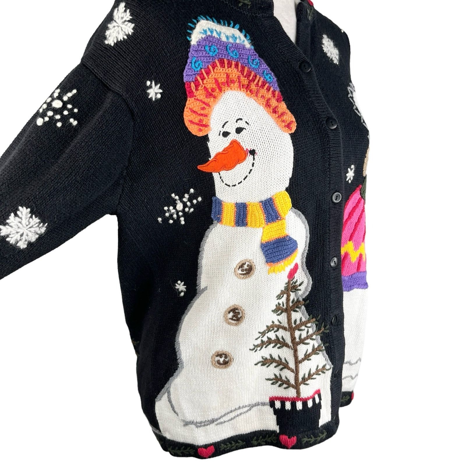 Other Quacker Factory Snowman Sweater M Button Down Embroidered Size M / US 6-8 / IT 42-44 - 3 Thumbnail