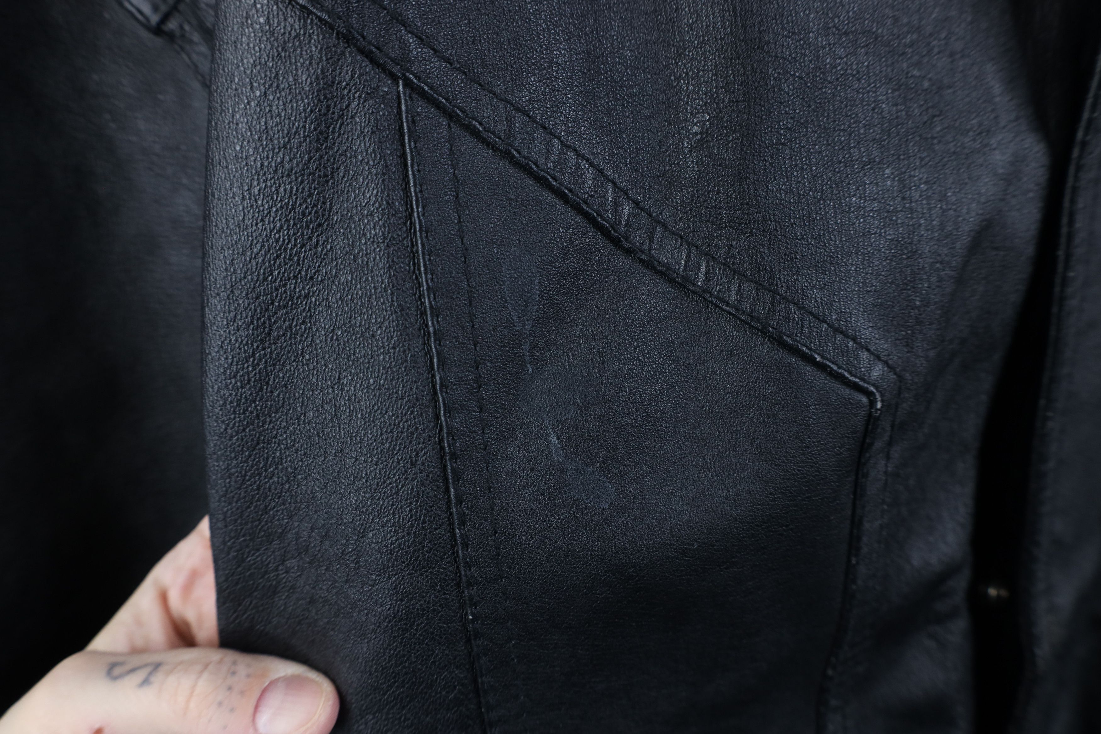 Vintage Vintage 90s Streetwear Full Zip Leather Parka Jacket Black Size US XXL / EU 58 / 5 - 4 Thumbnail