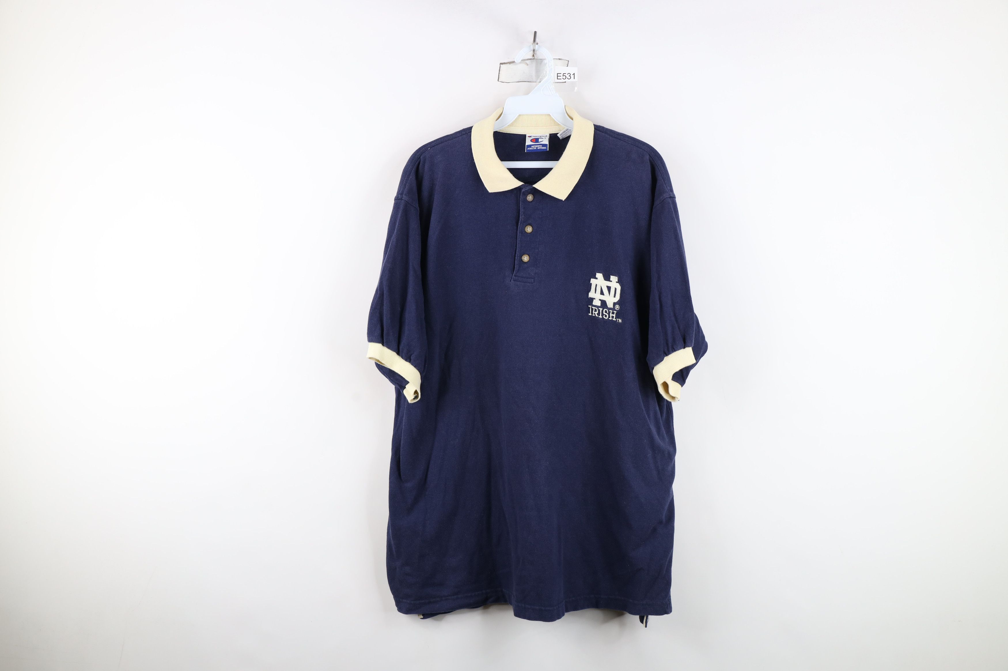 Champion Vintage 90s Champion Notre Dame University Polo Shirt Blue Size US L / EU 52-54 / 3 - 1 Thumbnail