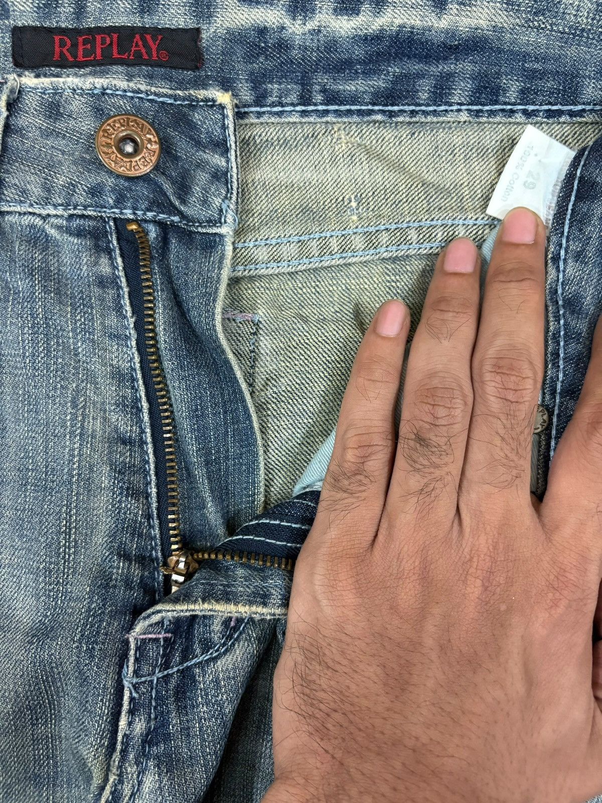 Replay Vintage Replay Faded Wash Embroidery Distressed Loose Jeans Size US 30 / EU 46 - 9 Thumbnail
