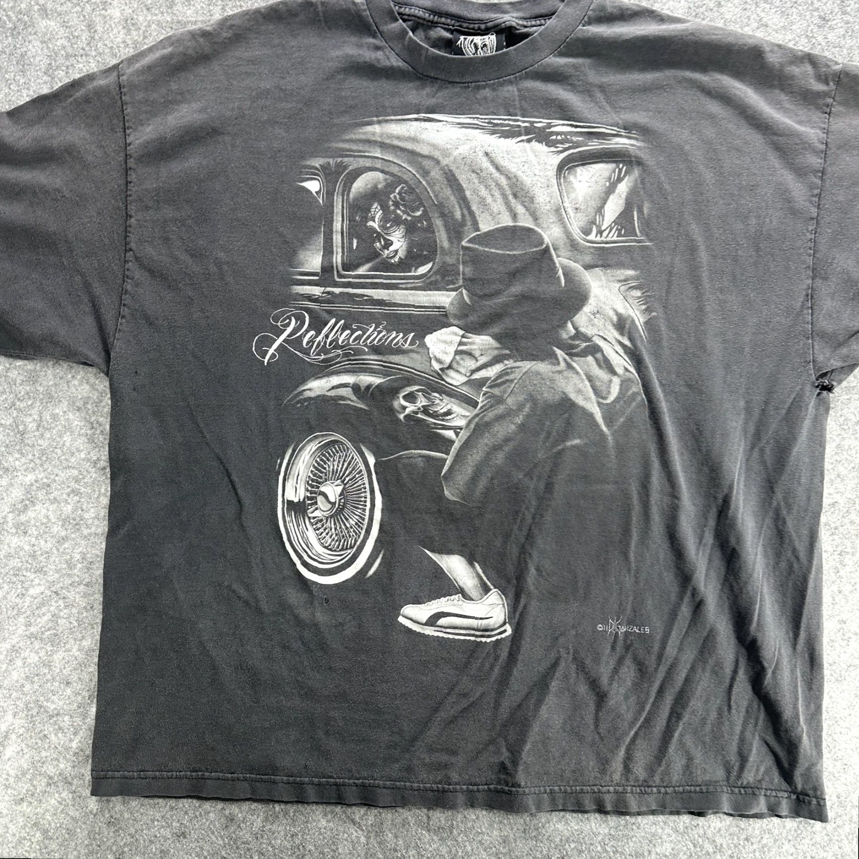 Vintage VINTAGE DGA Streetwear T-Shirt Mens XL Black Skull Lowrider Art Gonzales Graphic Tee Size US XL / EU 56 / 4 - 3 Thumbnail