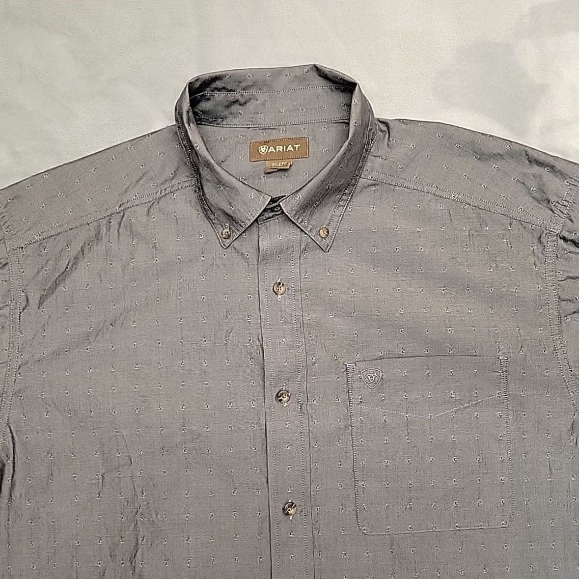 Ariat Ariat Mens XL Gray Geometric Long Sleeve Western Cowboy Button Casual Shirt Size US XL / EU 56 / 4 - 3 Thumbnail