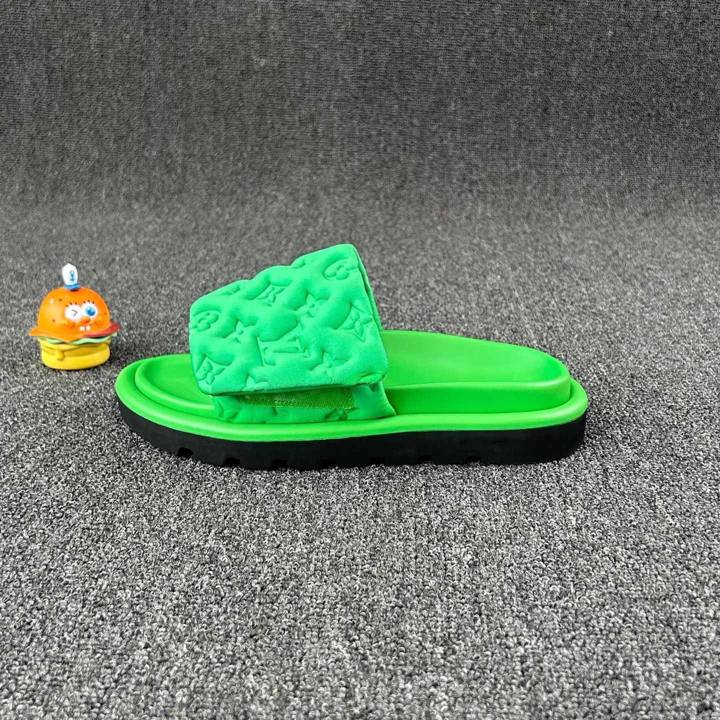 Louis Vuitton LV Green Monogram Embossed Slippers EU37 Size US 6.5 / IT 36.5 - 3 Thumbnail
