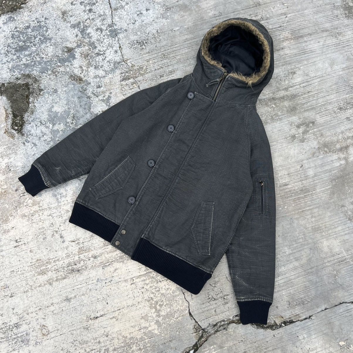 Japanese Brand “JAPANESE BRAND” GREY ZIP UP FUR HOODED JACKET Size US M / EU 48-50 / 2 - 1 Thumbnail