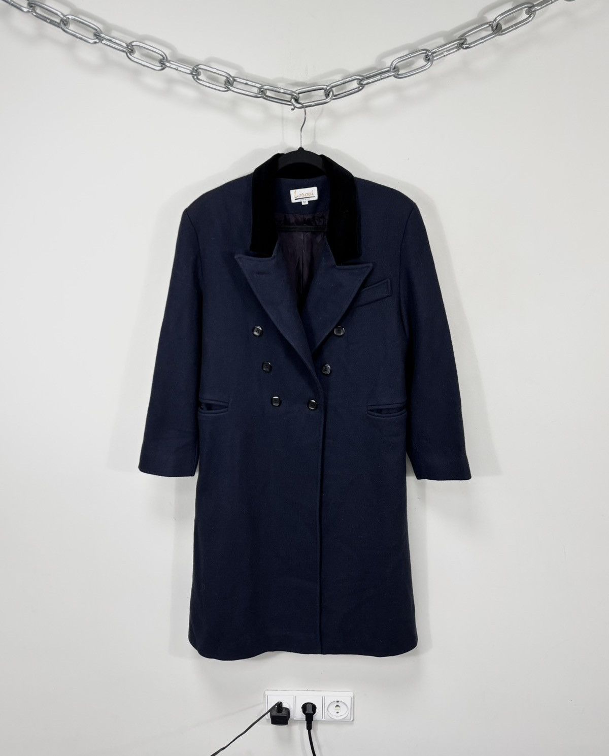Other Vintage Lorovi Women’s Navy Blue Double Breasted Wool Coat Size XL / US 12-14 / IT 48-50 - 1 Thumbnail
