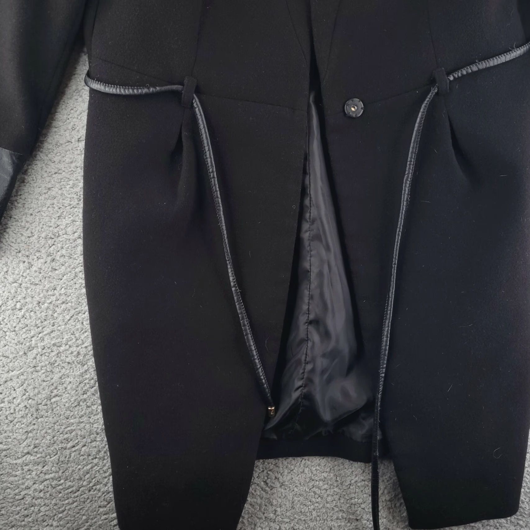 H&M H&M Trench Coat Black Womens 14 Warm Leather Accents Belted Long Overcoat Size XL / US 12-14 / IT 48-50 - 3 Thumbnail