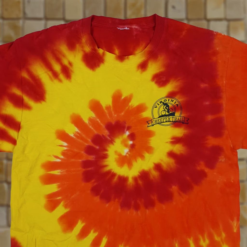 Vintage Vintage Virginia Creeper Trail Tie-Dye T Shirt M Adult Orange Bike Race Retro VA Men Size US M / EU 48-50 / 2 - 1 Thumbnail