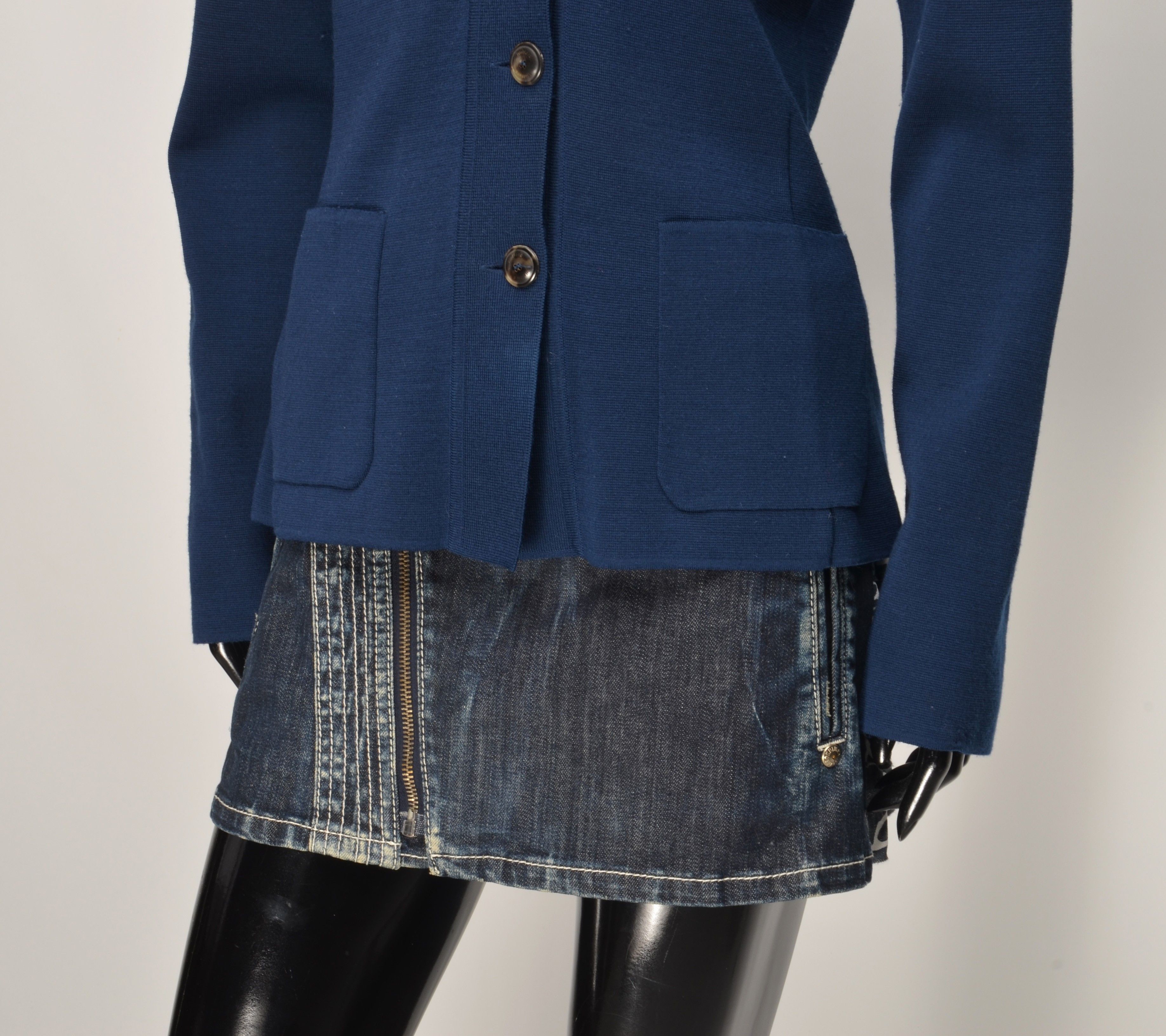 Wolford Wolford Blue Virgin Wool 3 Button Tailored Blazer Size S / US 4 / IT 40 - 3 Thumbnail