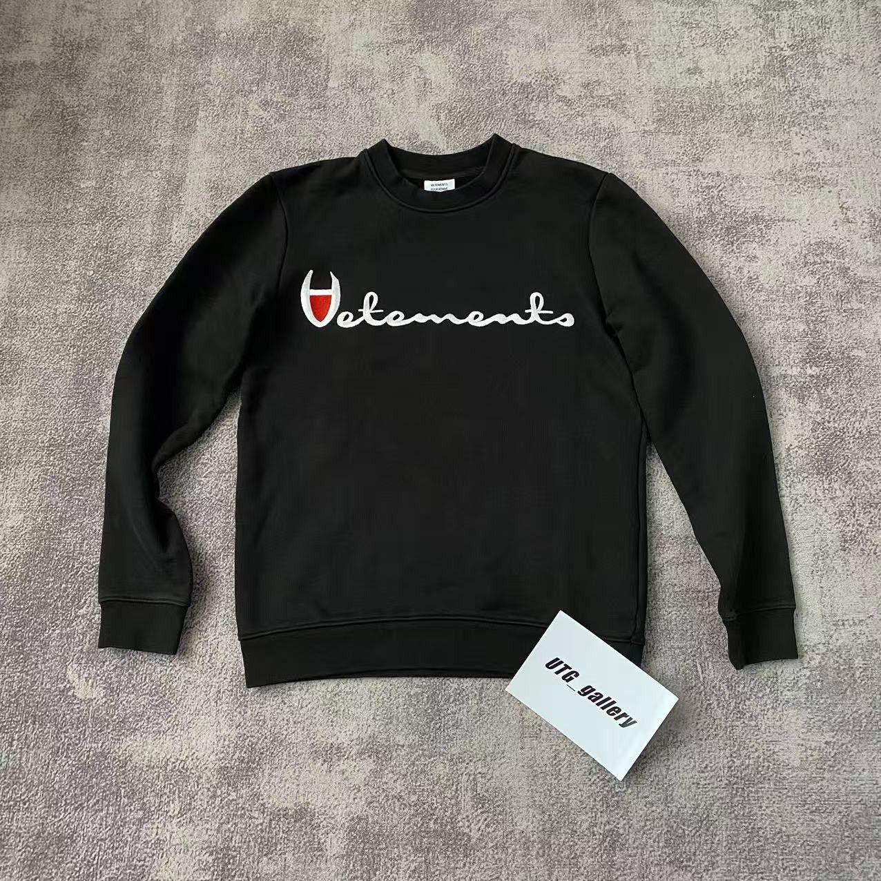 Vetements SS16 Vetements Champion Stroke Script Logo Hoodie