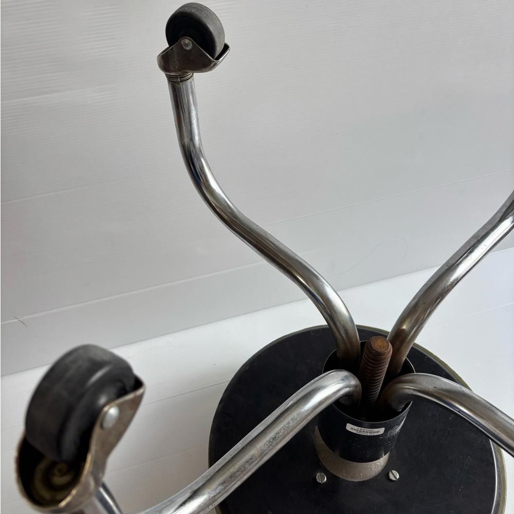Designer Vintage 1961 Green Rolling Chrome Adjustable Stool Chair Size ONE SIZE - 6 Thumbnail