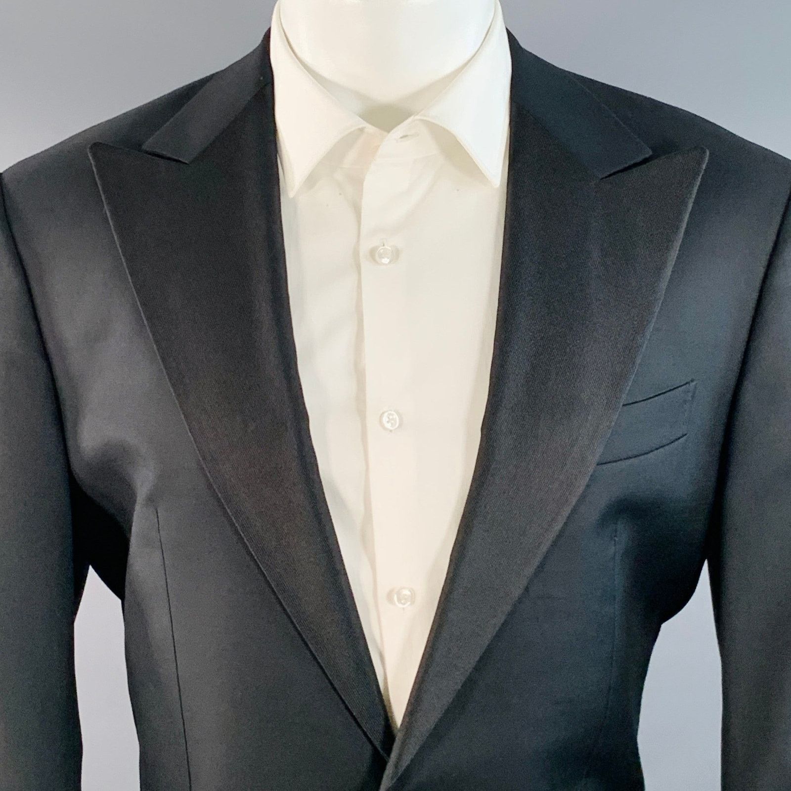 Suitsupply SUITSUPPLY Size 38 Long Black Wool Peak Lapel Sport Coat Size 38L - 2 Thumbnail